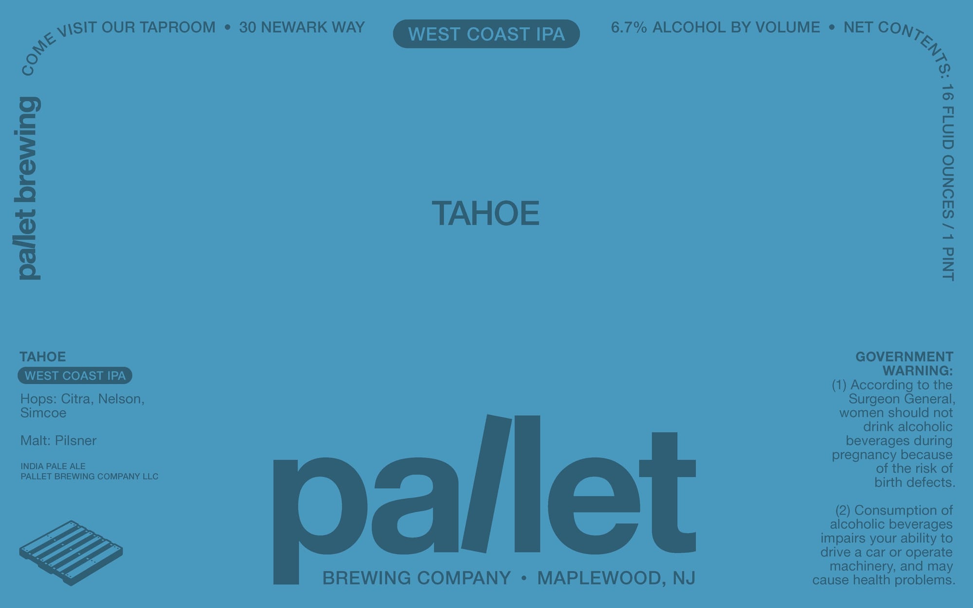Tahoe by Pallet Brewing Company - beer label