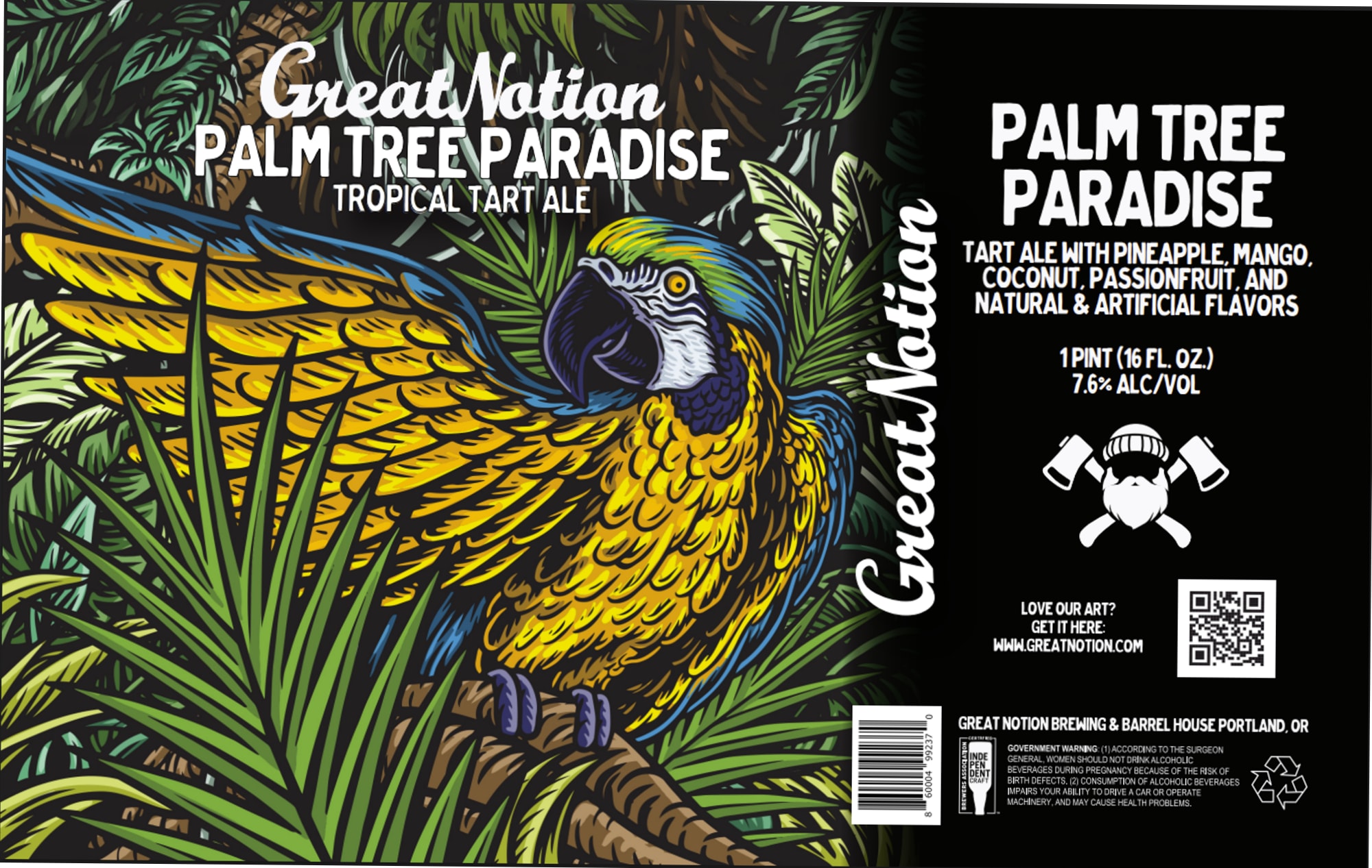 Palm Tree Paradise by Great Notion Brewing & Barrel House - beer label
