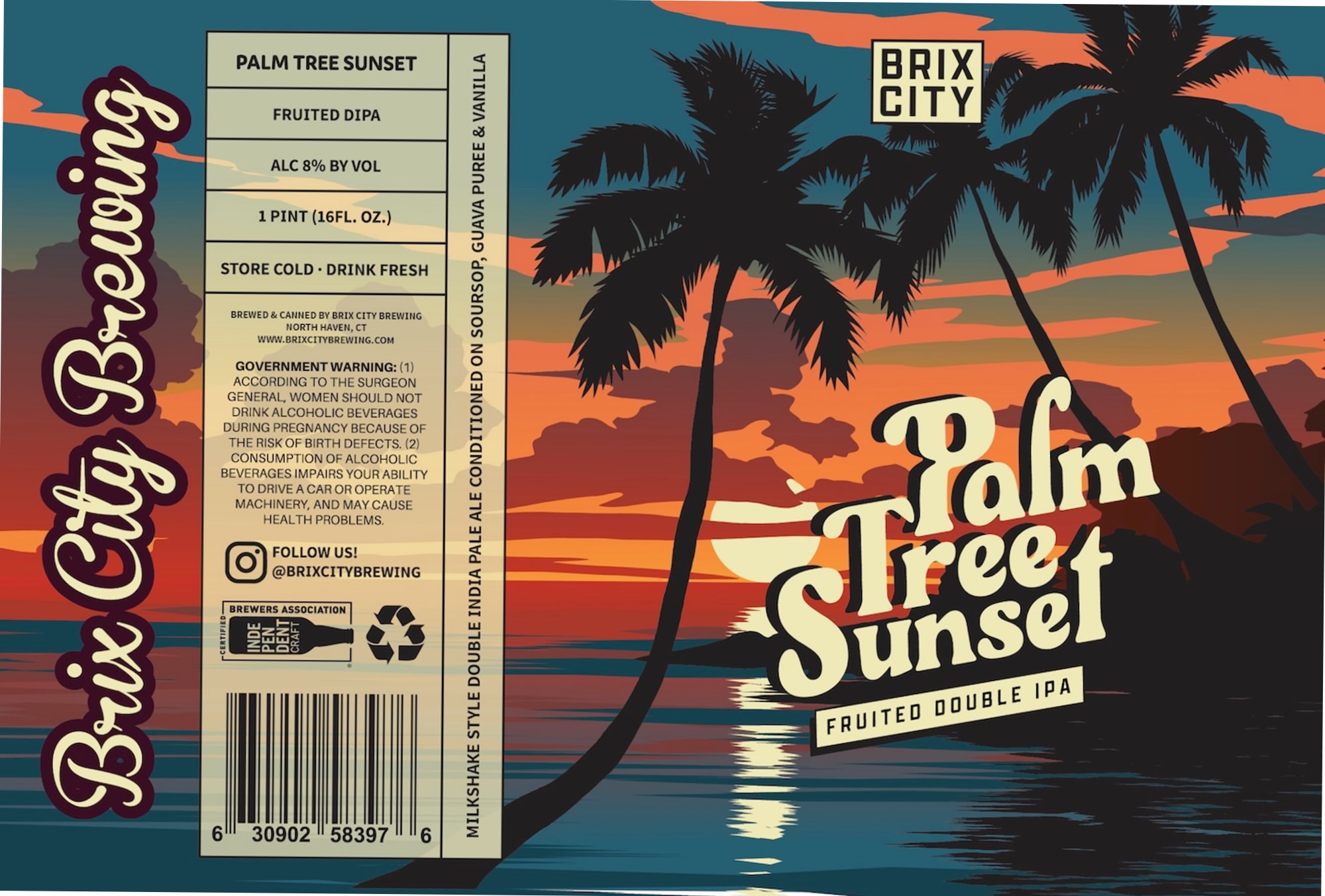 Palm Tree Sunset by Brix City Brewing - beer label
