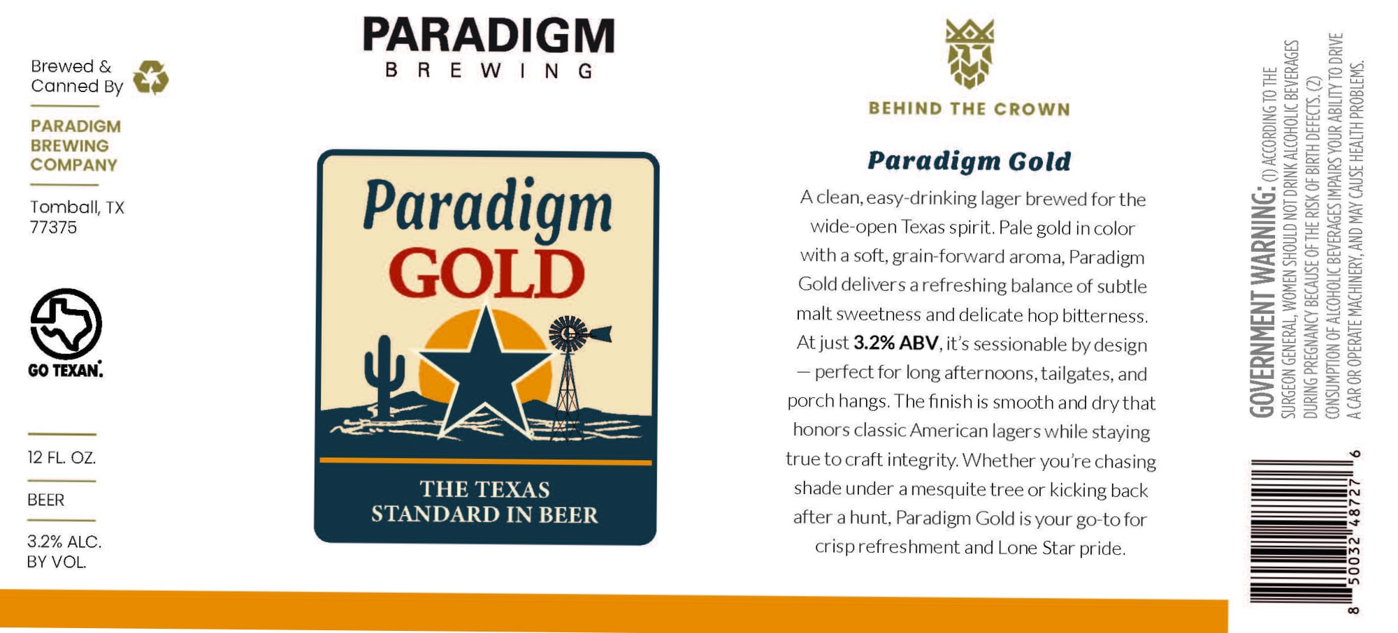 Paradigm Gold by Paradigm Brewing Company - beer label