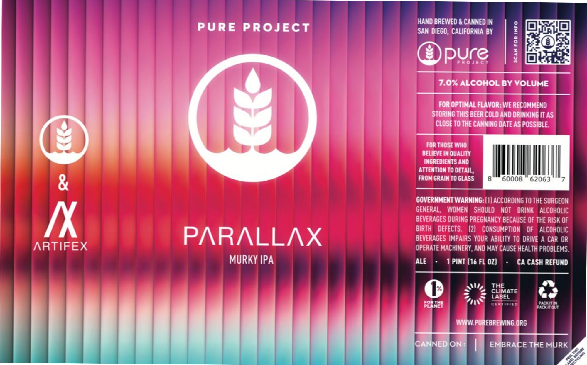 Parallax by Pure Project - beer label