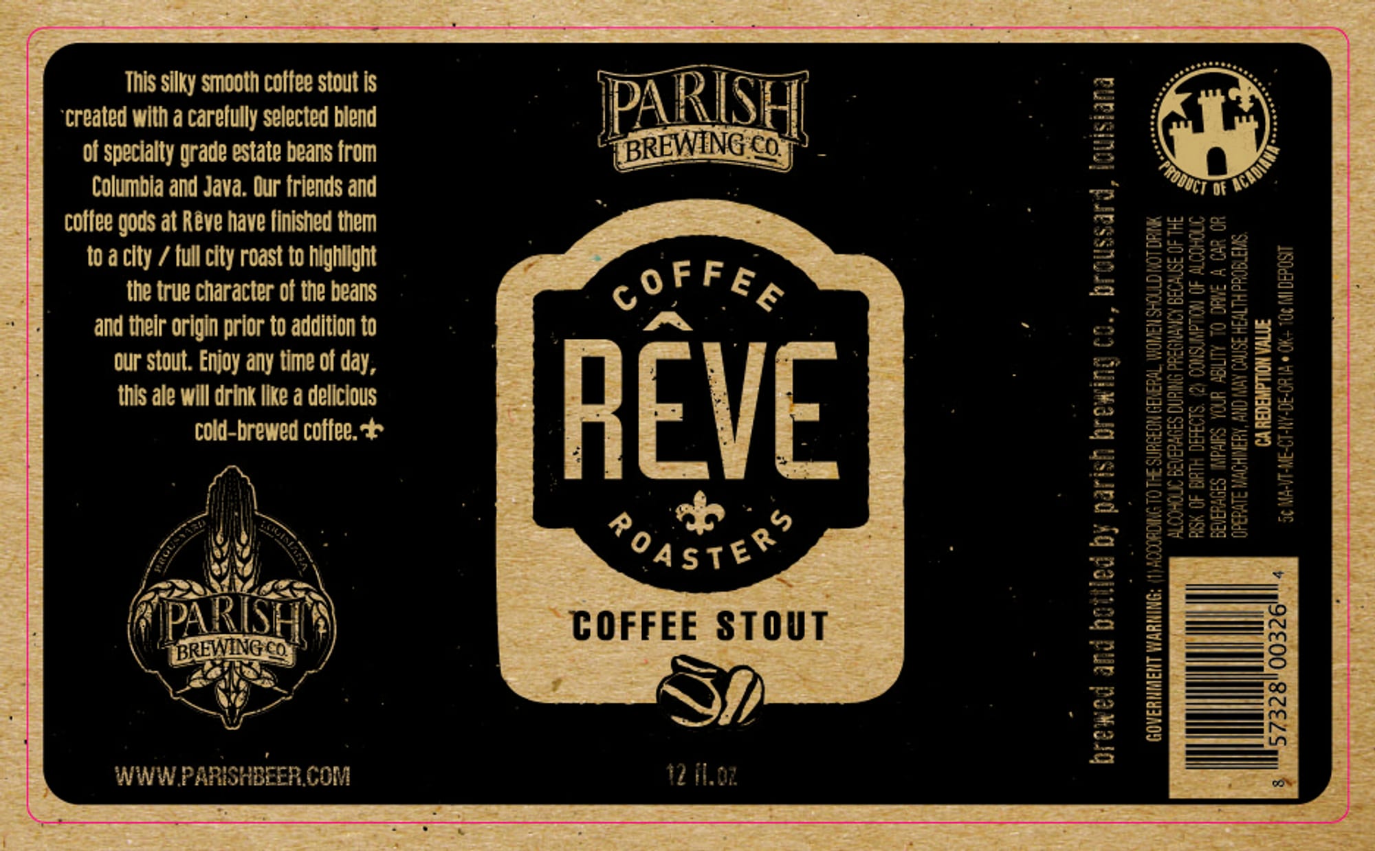Rêve Coffee Stout by Parish Brewing Co. - beer label
