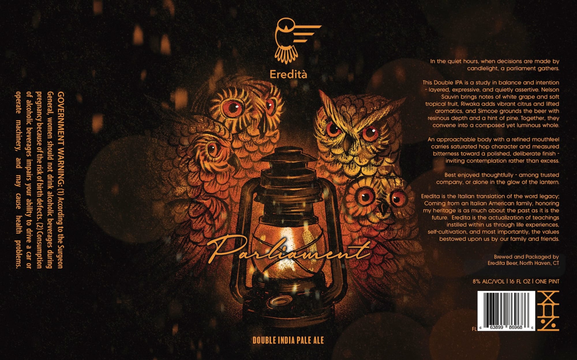 Parliament by Eredita Beer - beer label