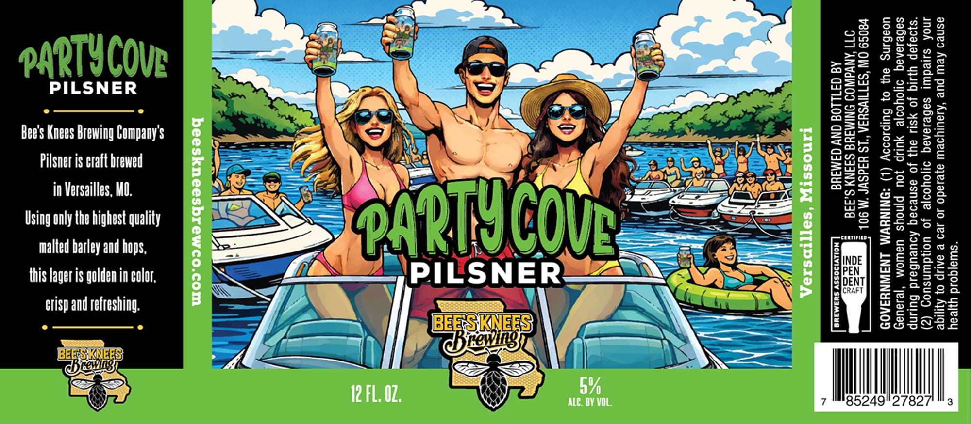 Party Cove Pilsner by Bee’s Knees Brewing Company - beer label