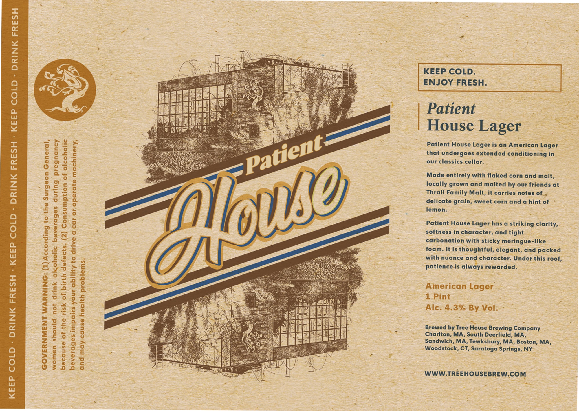Patient House Lager by Tree House Brewing Company - beer label