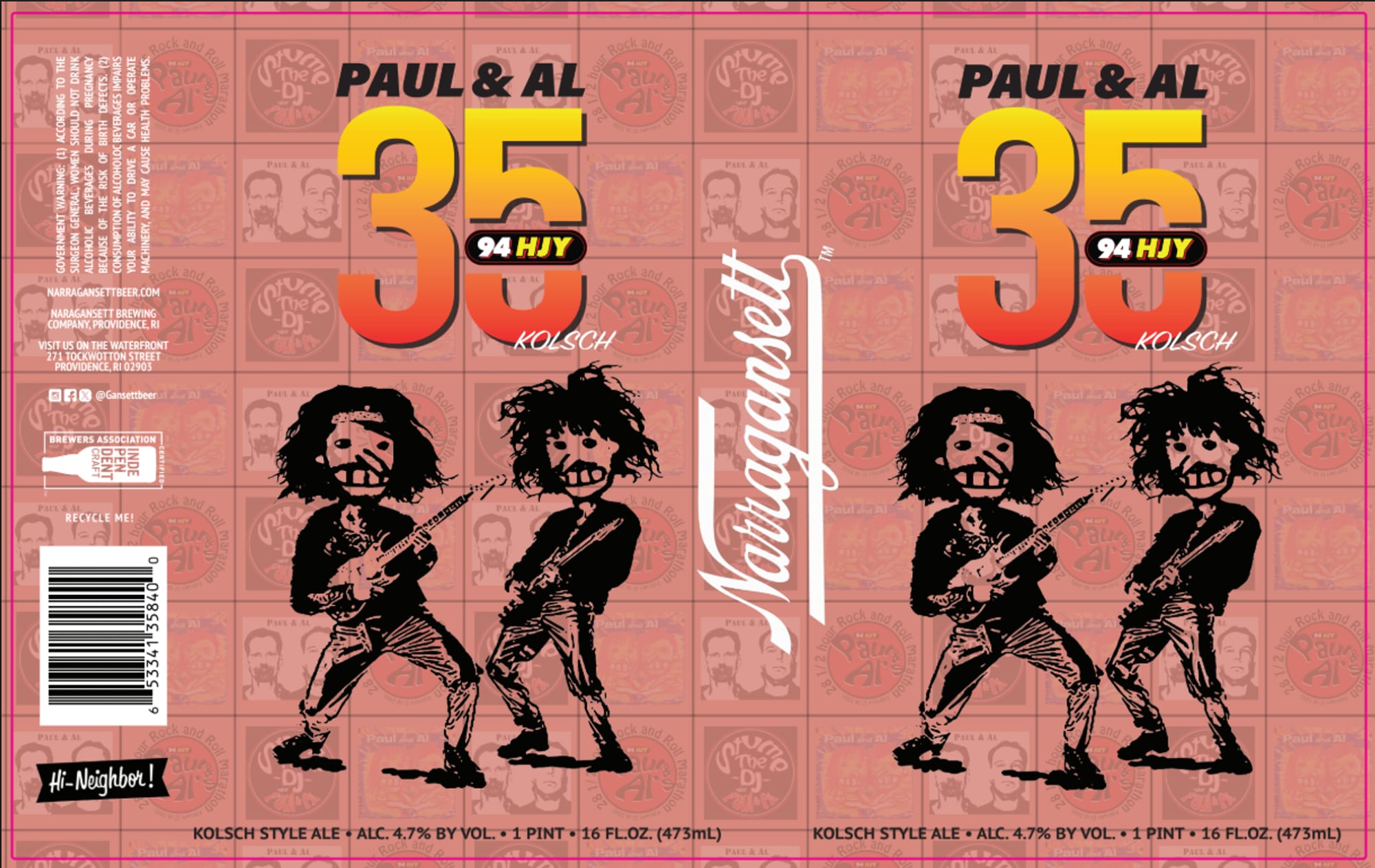 Paul & Al Narragansett by Narragansett Beer - beer label