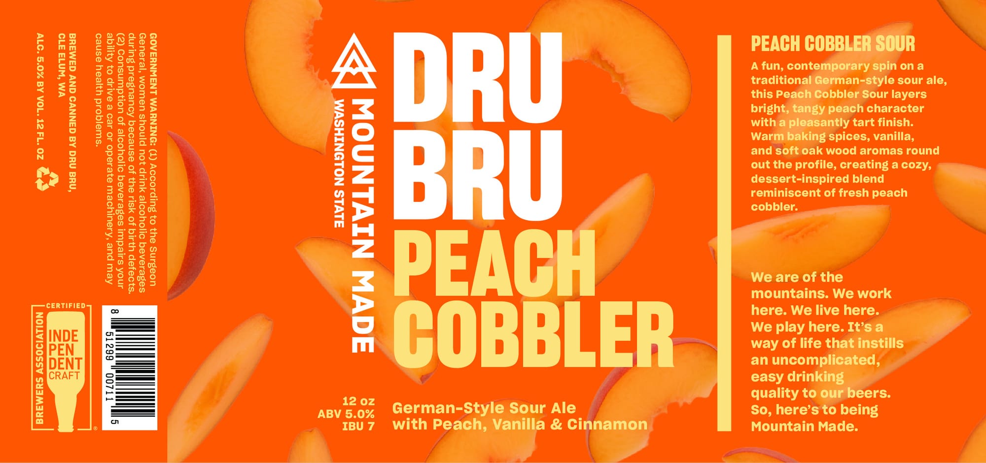 Peach Cobbler Sour by Dru Bru - beer label