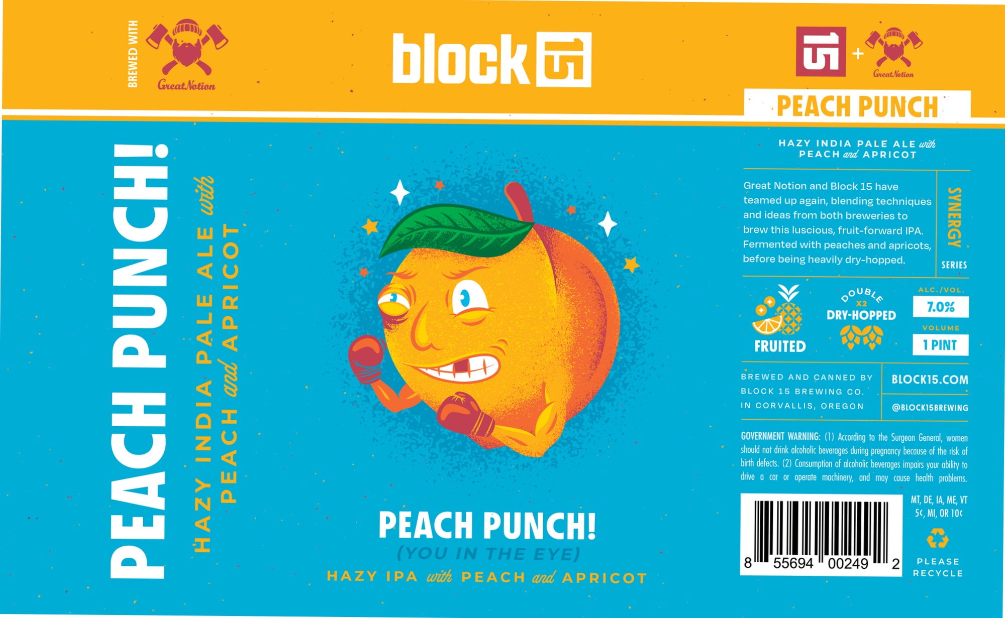Peach Punch by Block 15 Brewing - beer label