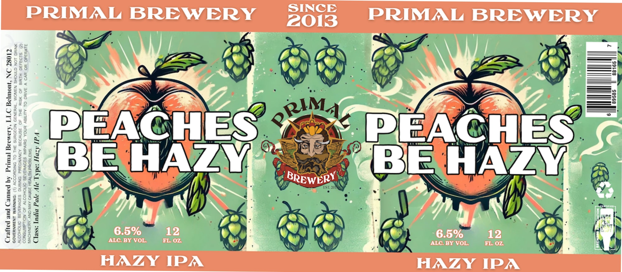 Peaches Be Hazy by Primal Brewery - beer label