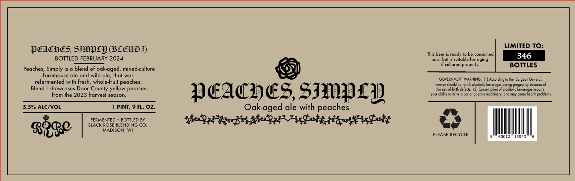 Peaches, Simply by Black Rose Blending Co. - beer label