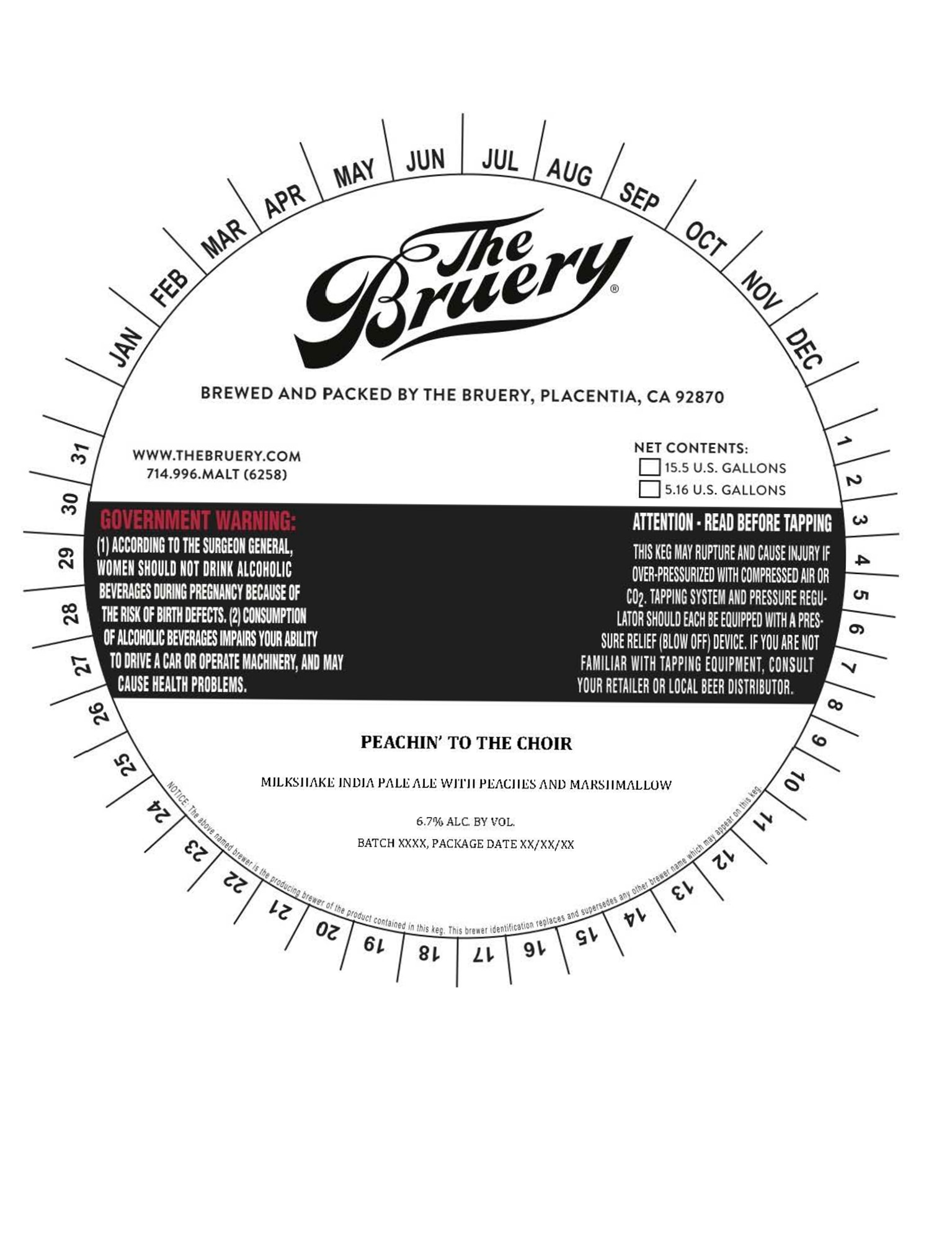 Peachin’ to the Choir by The Bruery - beer label