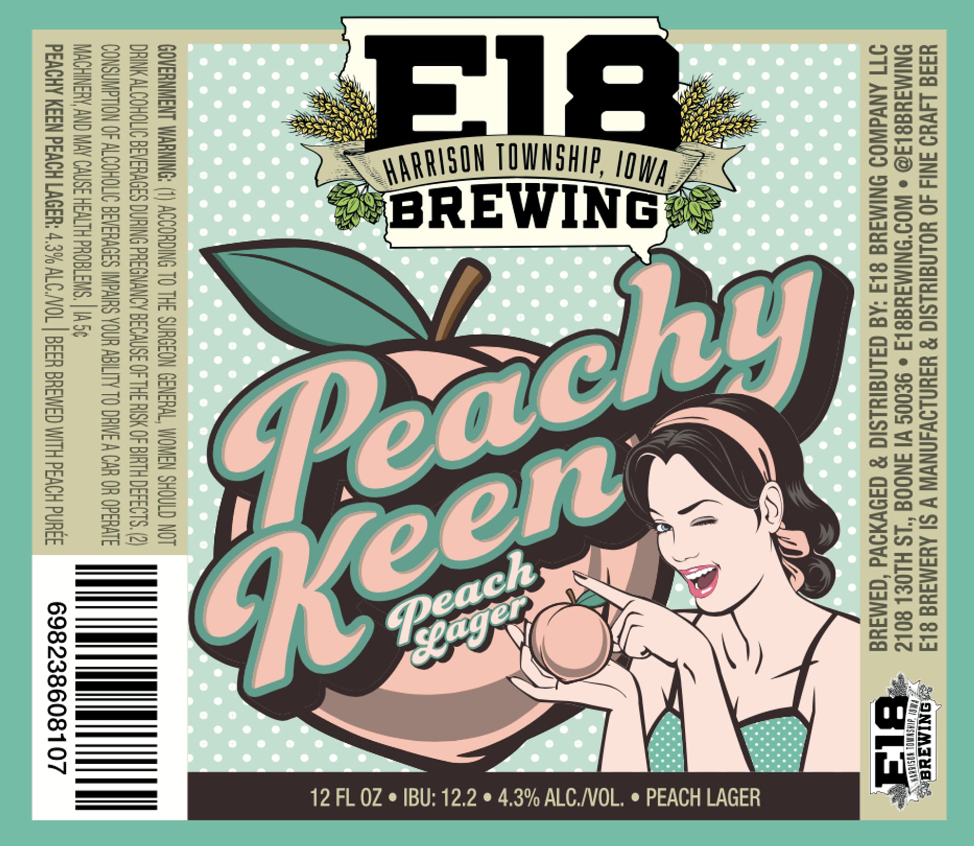 Peachy Keen by E18 Brewing - beer label