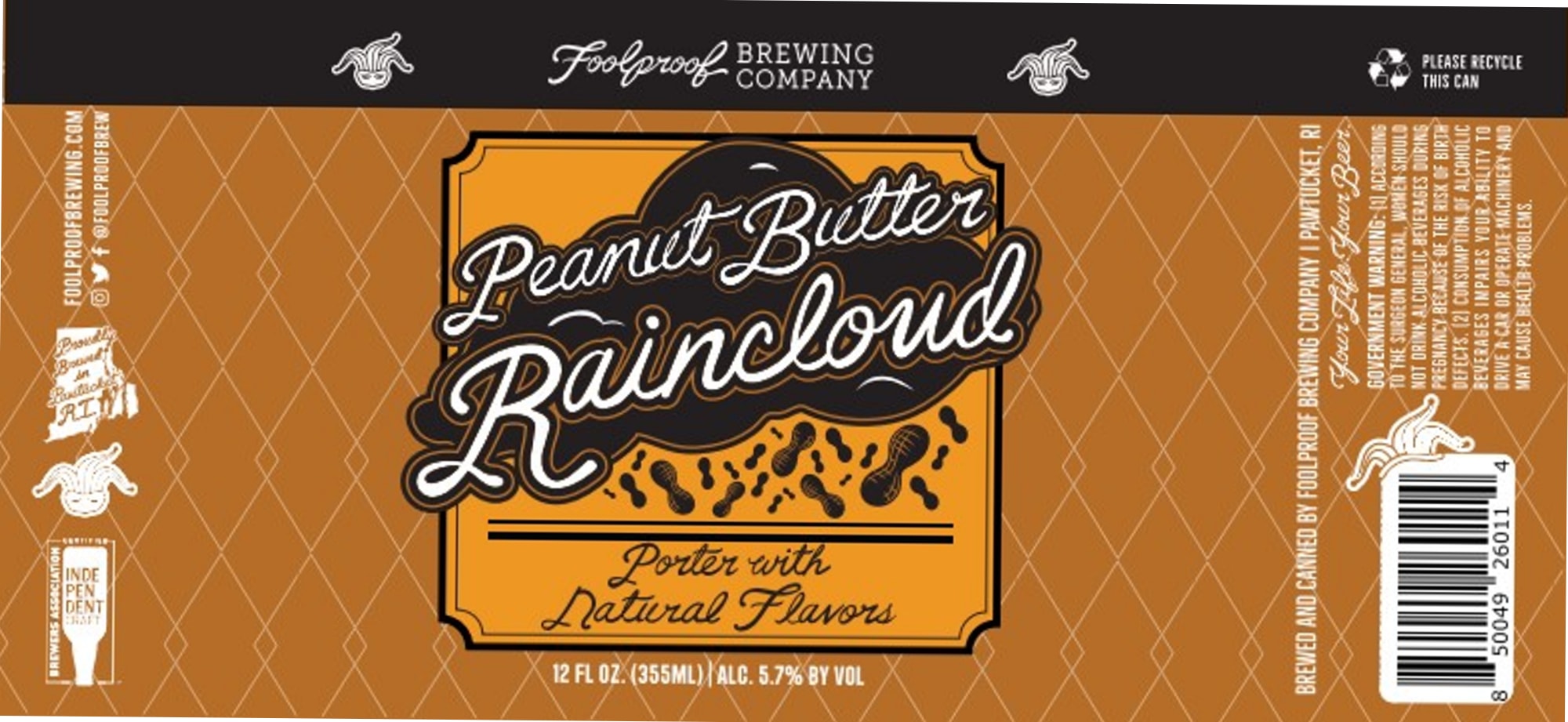 Peanut Butter Raincloud by Foolproof Brewing Company - beer label
