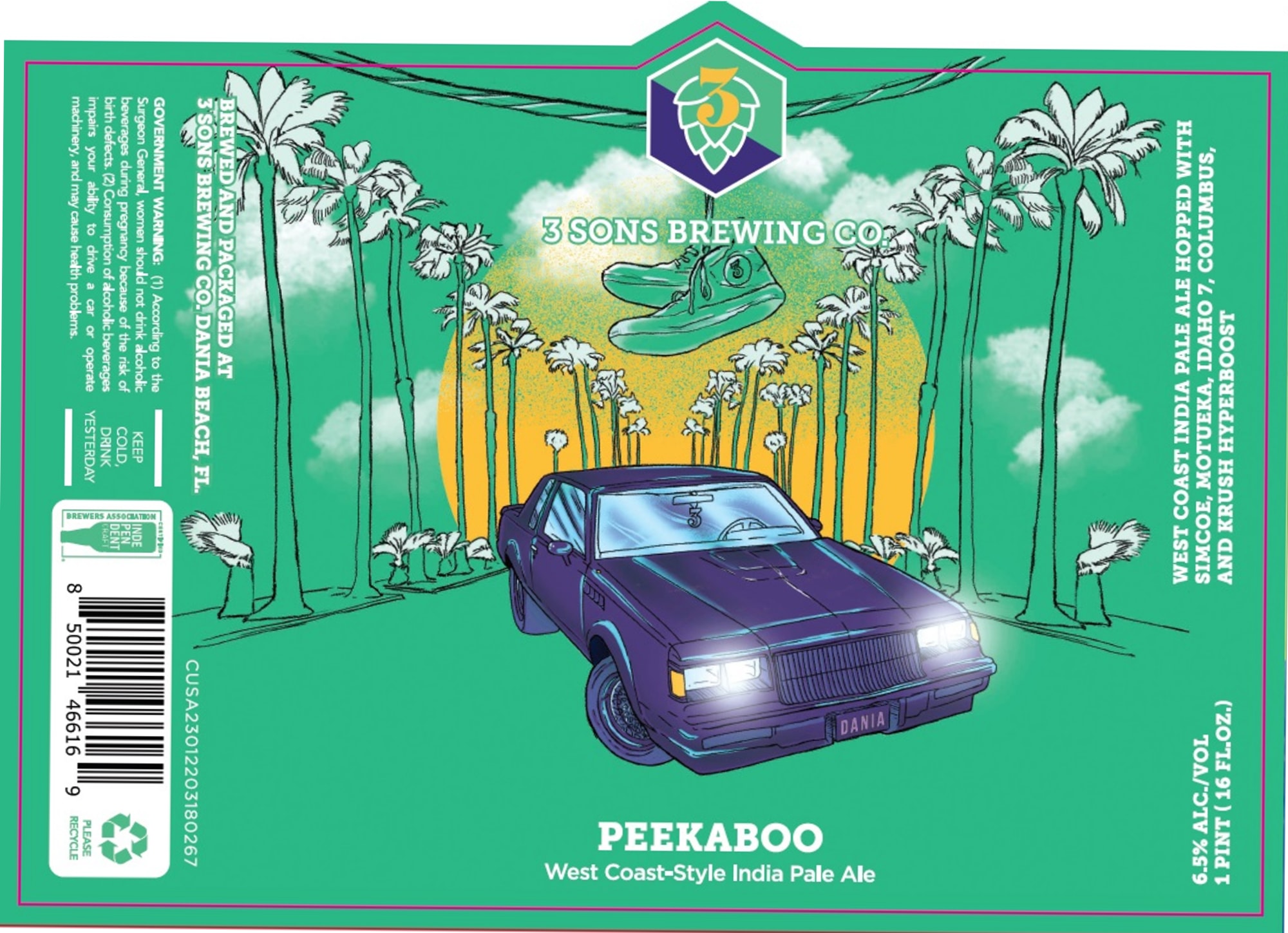Peekaboo by 3 Sons Brewing Co. - beer label