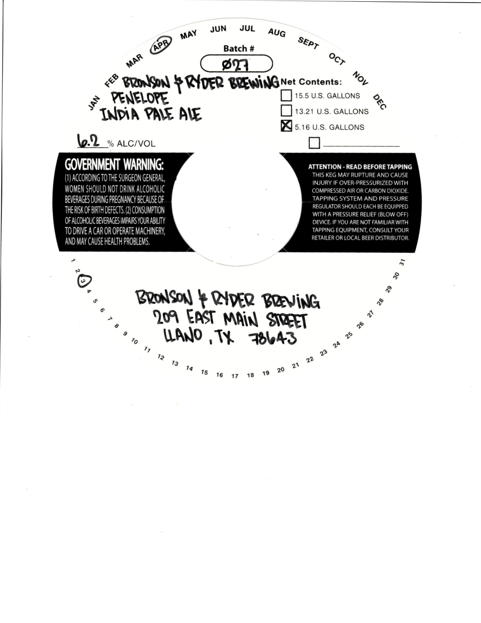 PENELOPE by BRONSON & RYDER BREWING - beer label