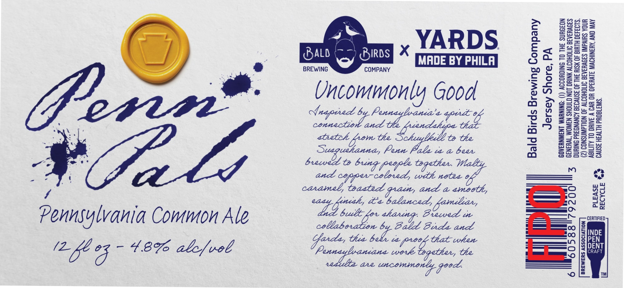 Penn Pals by Bald Birds Brewing & Yards Brewing Company - beer label