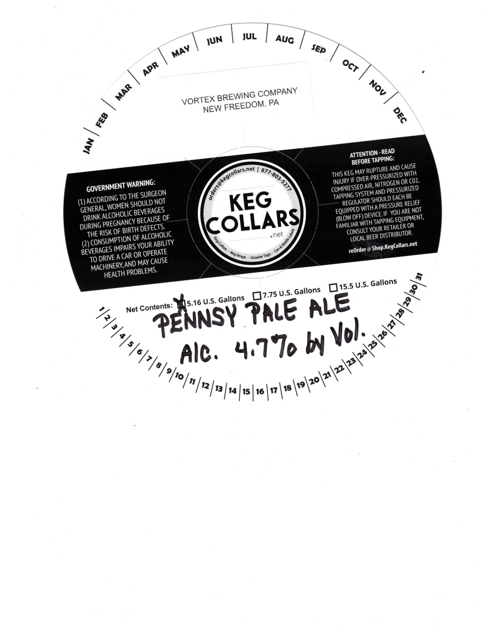 Pennsly Pale Ale by Vortex Tapping Company - beer label