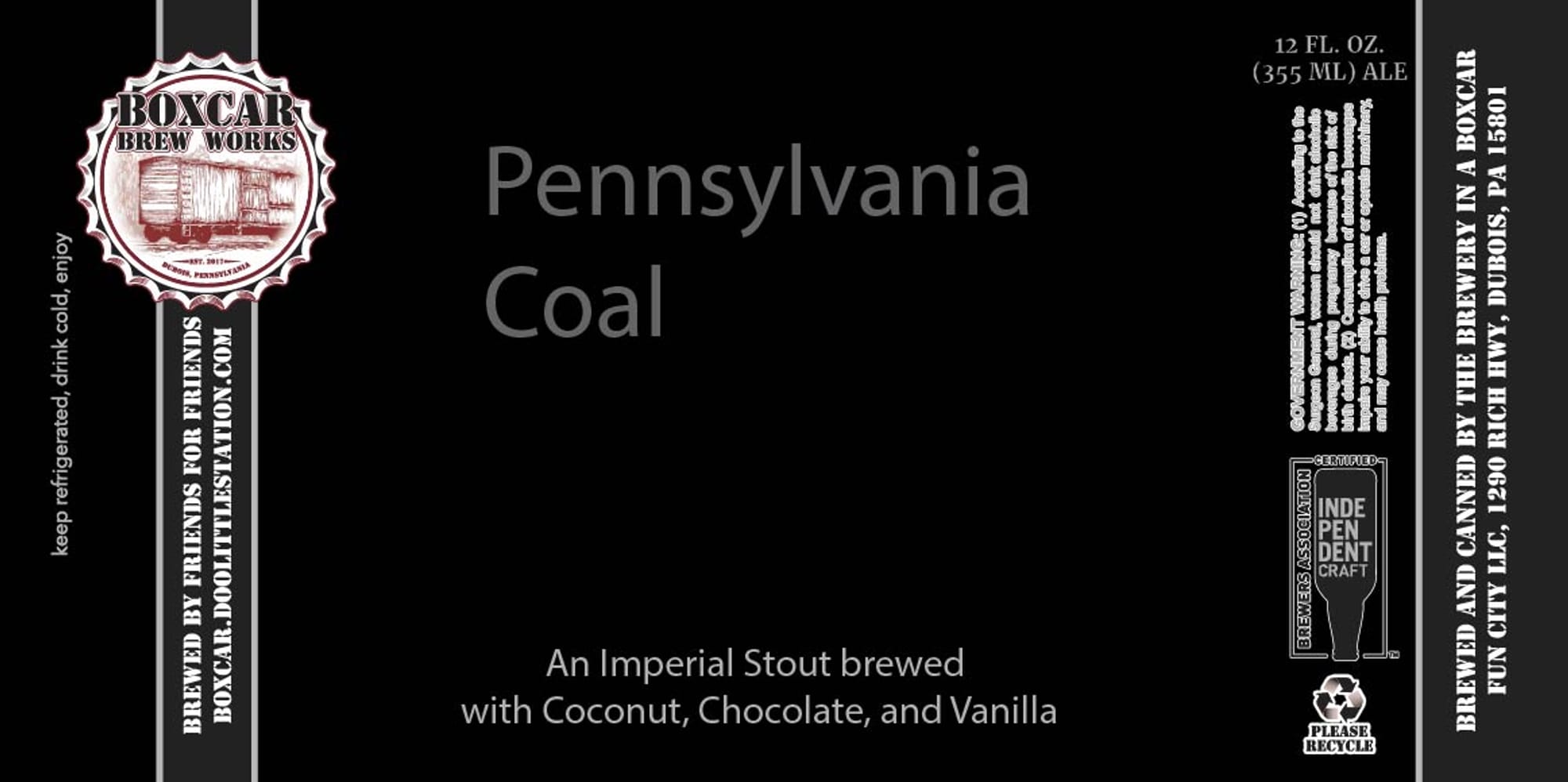 Pennsylvania Coal by Boxcar Brew Works - beer label