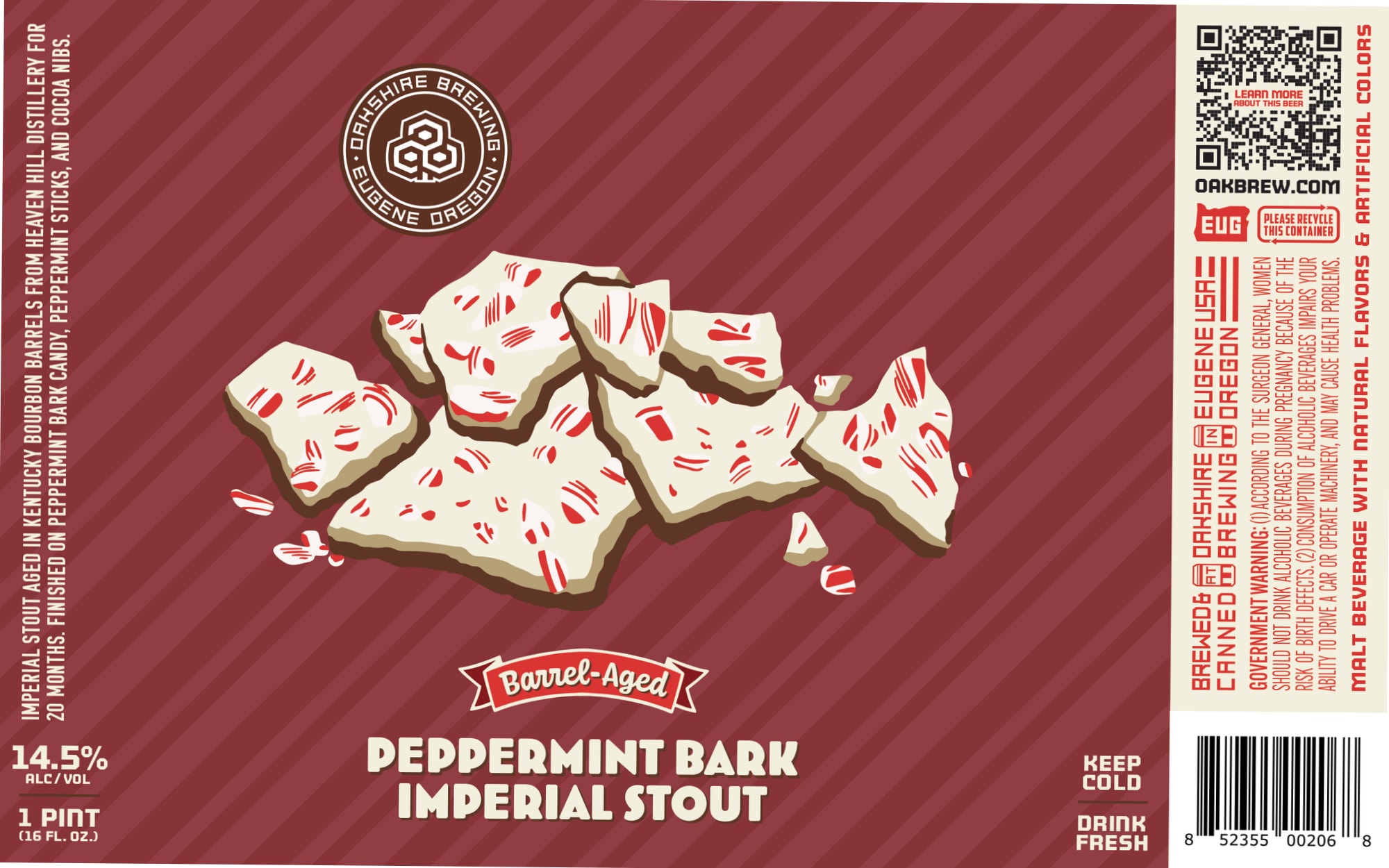 Peppermint Bark Imperial Stout by Oakshire Brewing - beer label