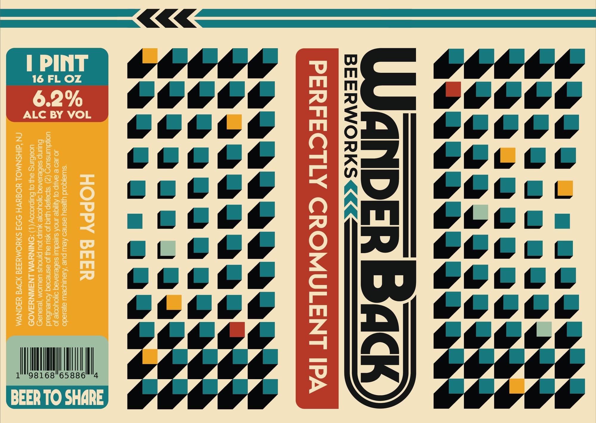 Perfectly Cromulent IPA by Wander Back Brewery - beer label