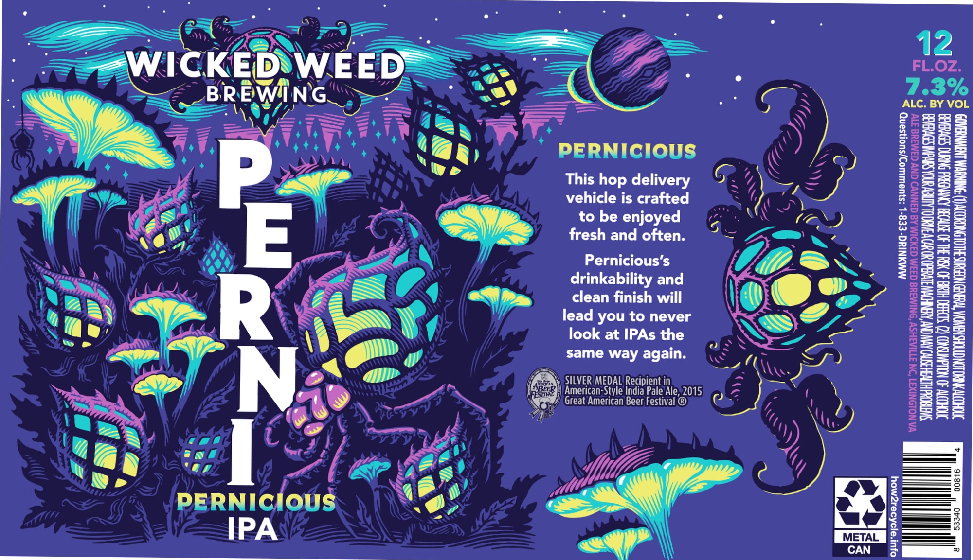 Pernicious IPA by Wicked Weed Brewing - beer label