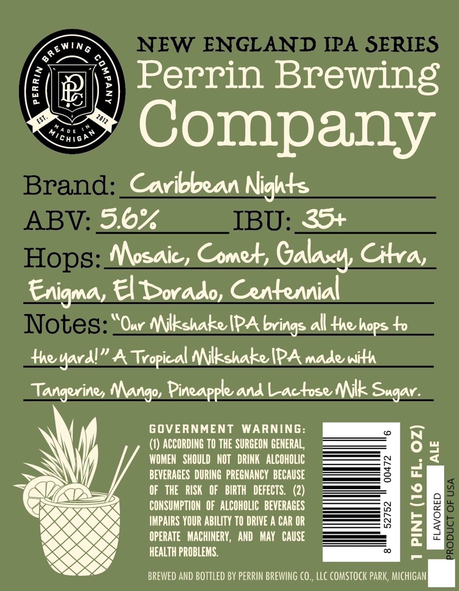 Caribbean Nights by Perrin Brewing Company - beer label