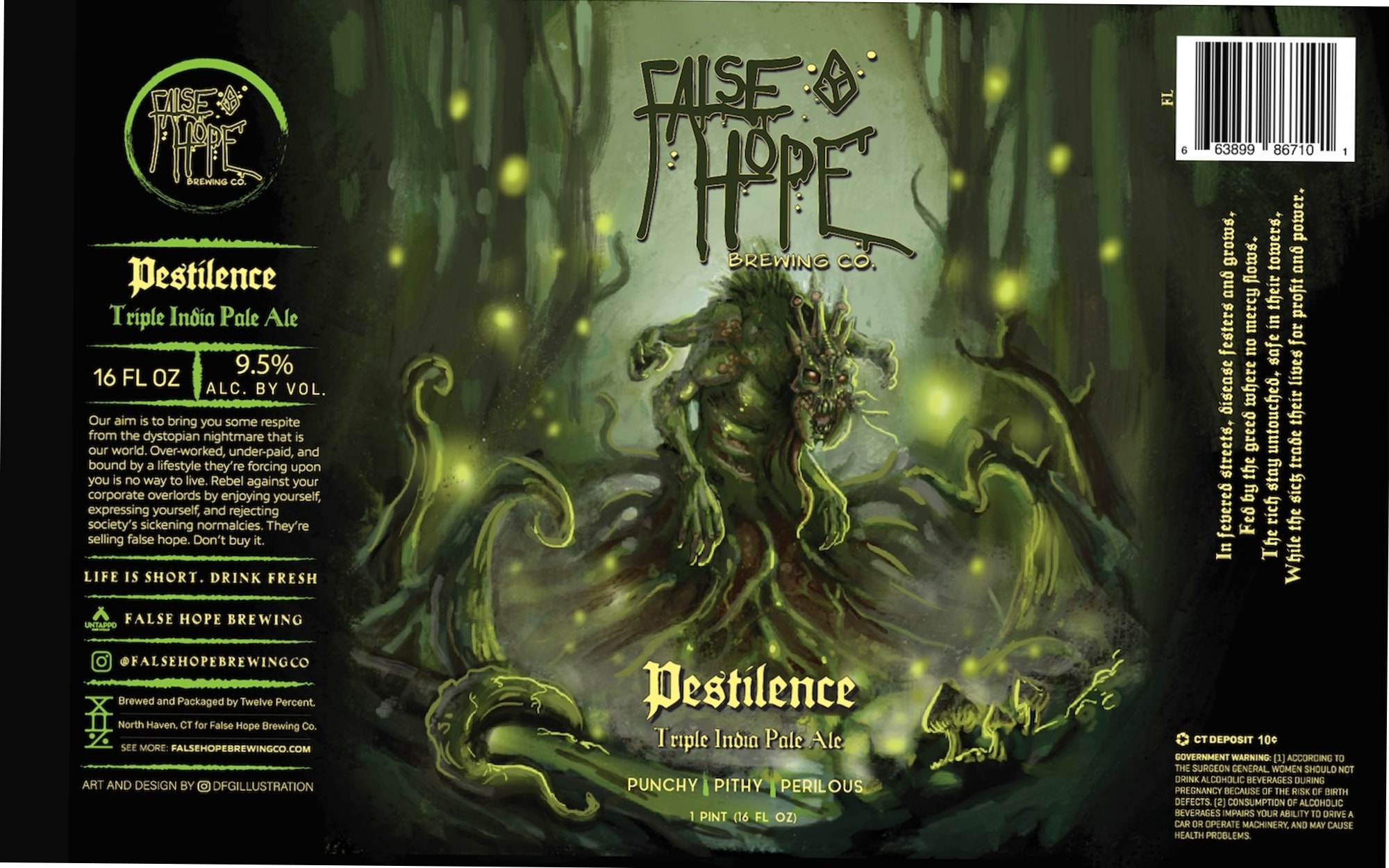 Pestilence by False Hope Brewing Co. - beer label