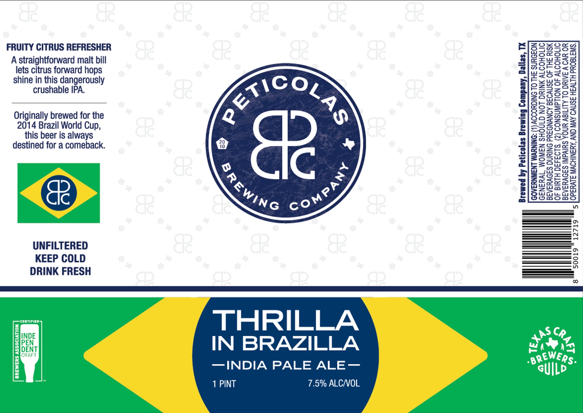 Thrilla in Brazilla by Peticolas Brewing Company - beer label