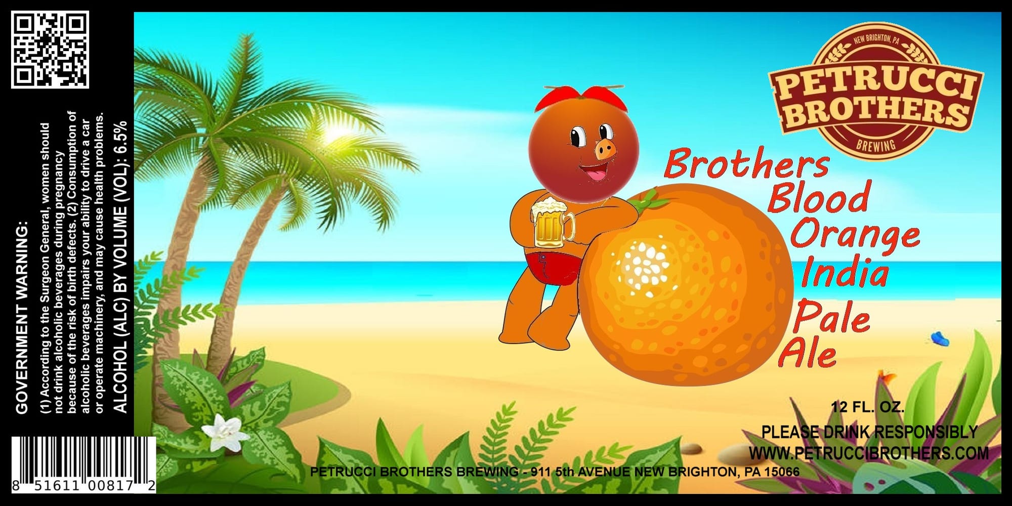 Brothers Blood Orange India Pale Ale by Petrucci Brothers Brewing - beer label