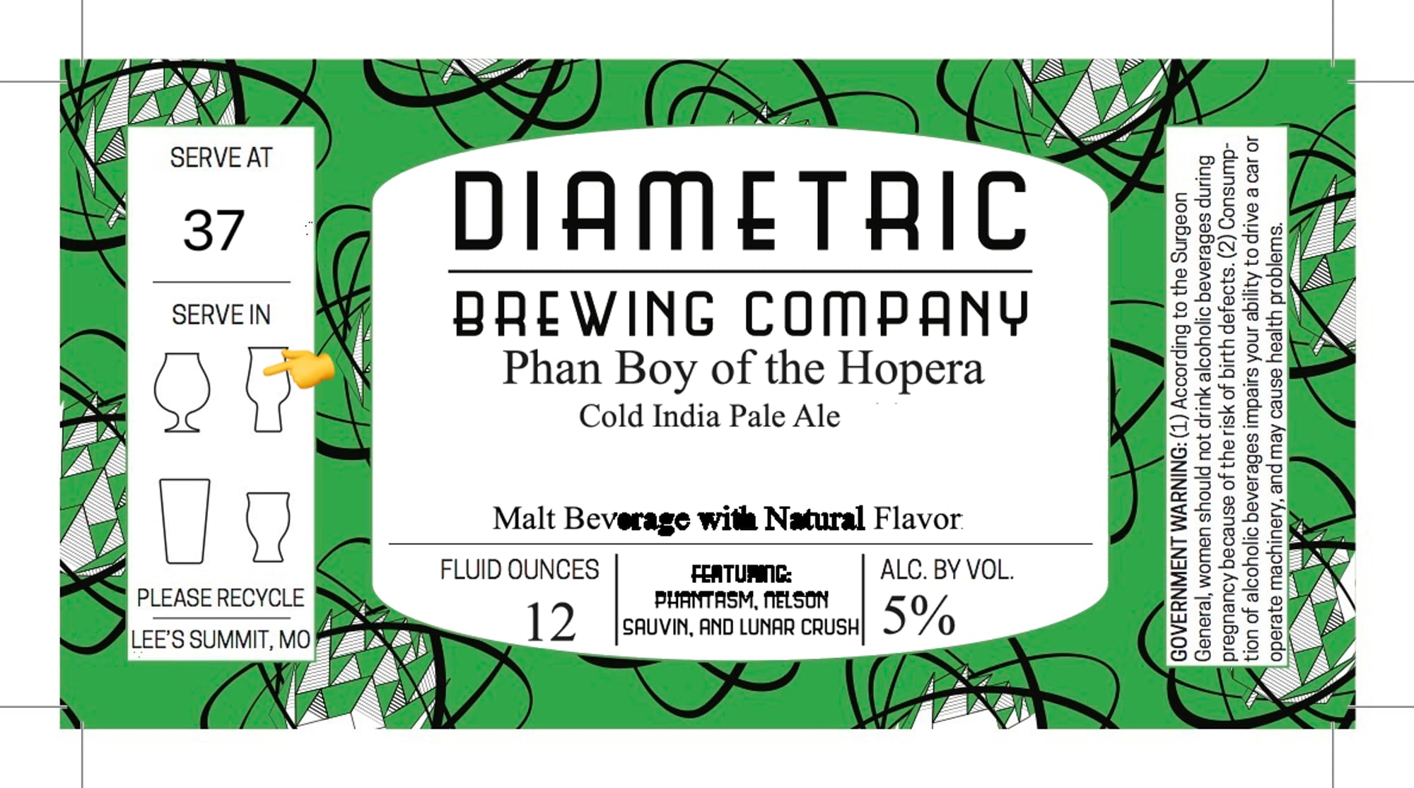 Phan Boy of the Hopera by Diametric Brewing Company - beer label