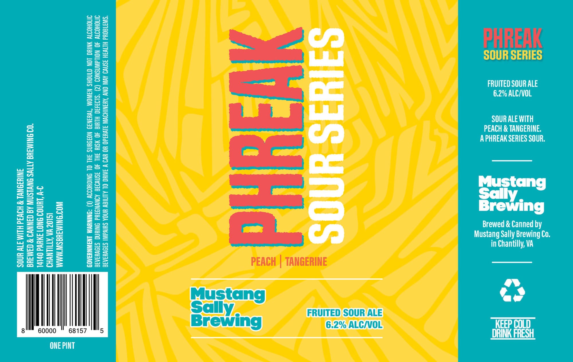 Phreak Sour Series Peach & Tangerine by Mustang Sally Brewing - beer label