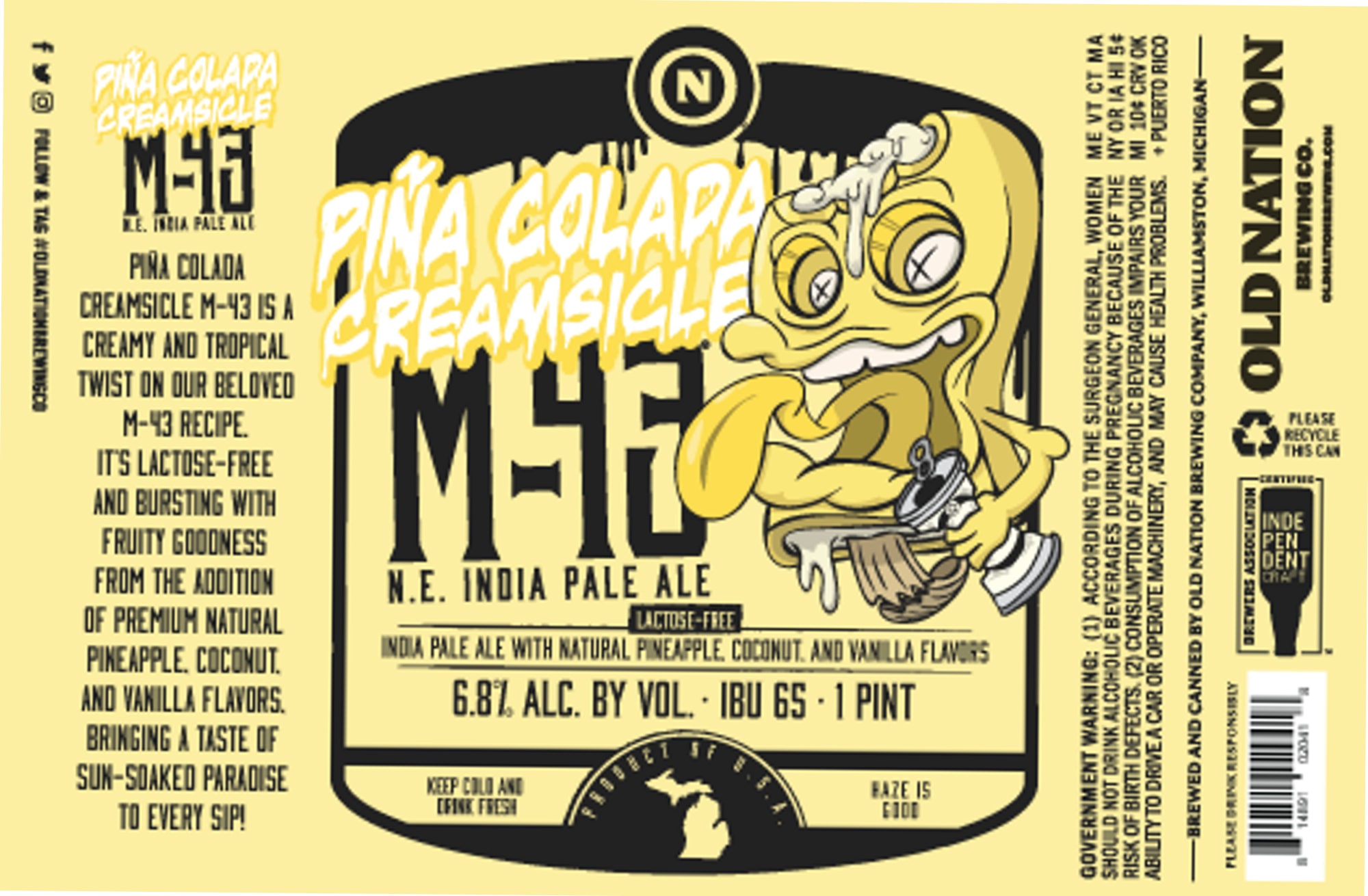 Piña Colada Creamsicle M-43 by Old Nation Brewing - beer label