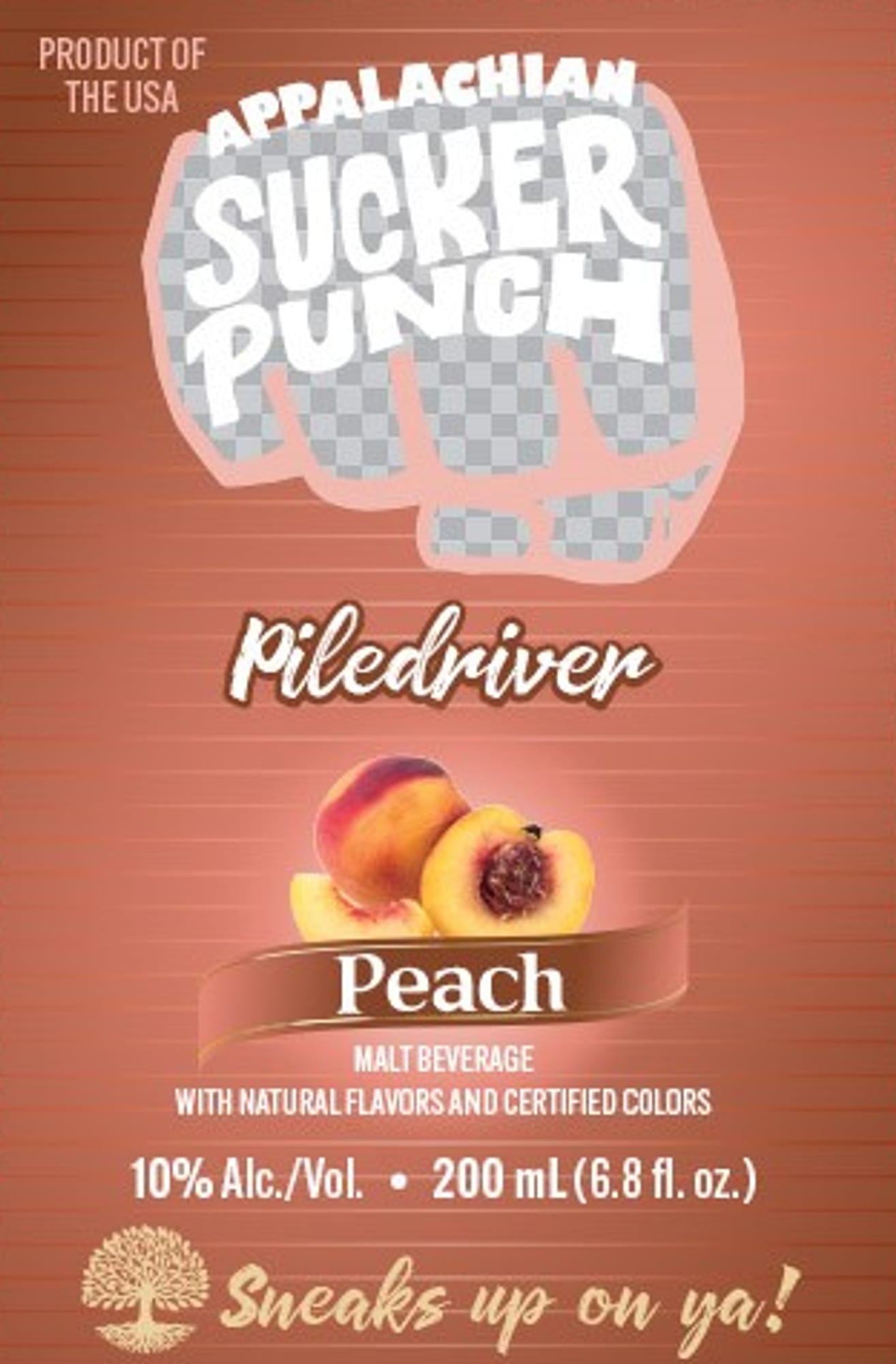 Piledriver Peach by Appalachian Sucker Punch - beer label