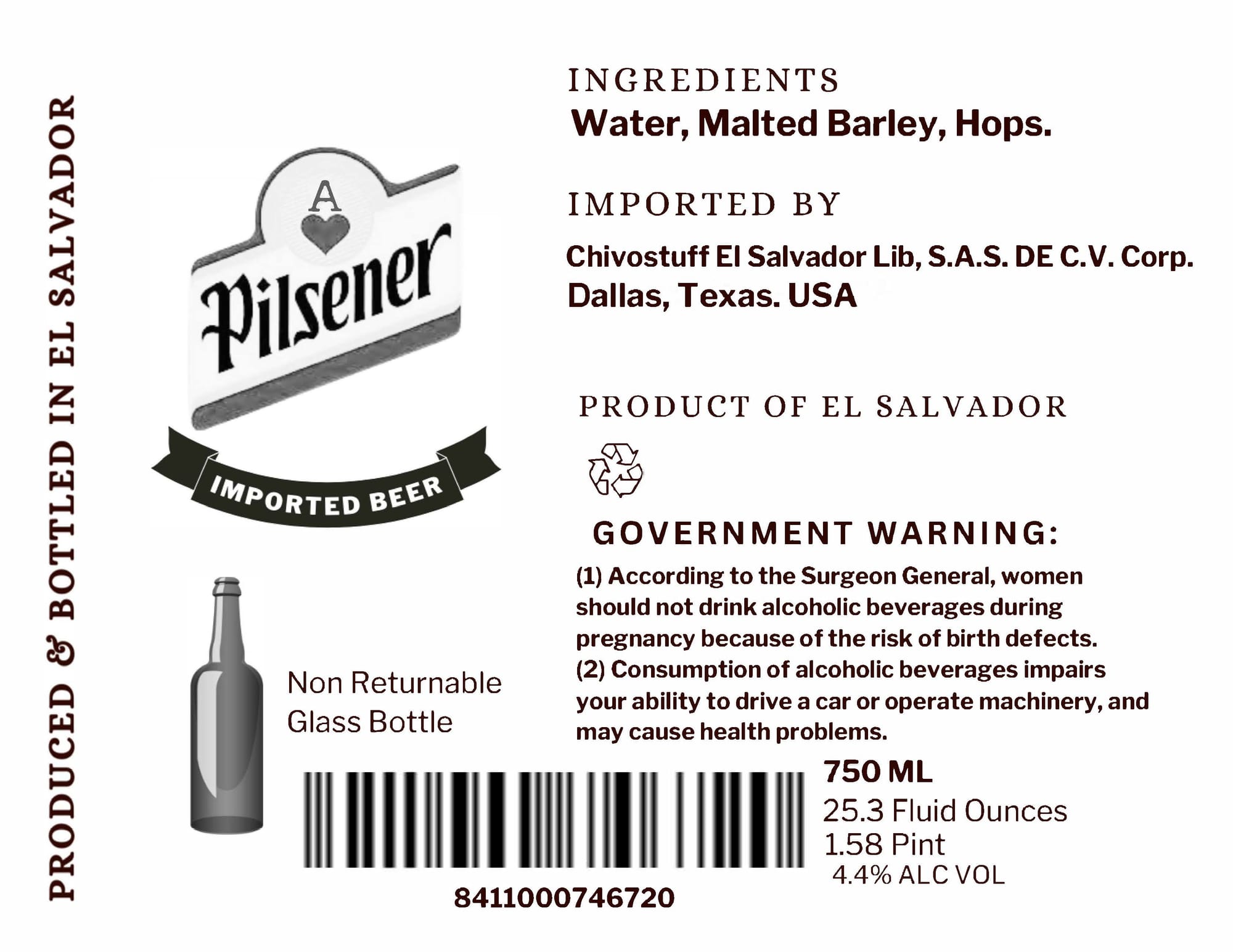 Pilsener by El Salvador Lib - beer label