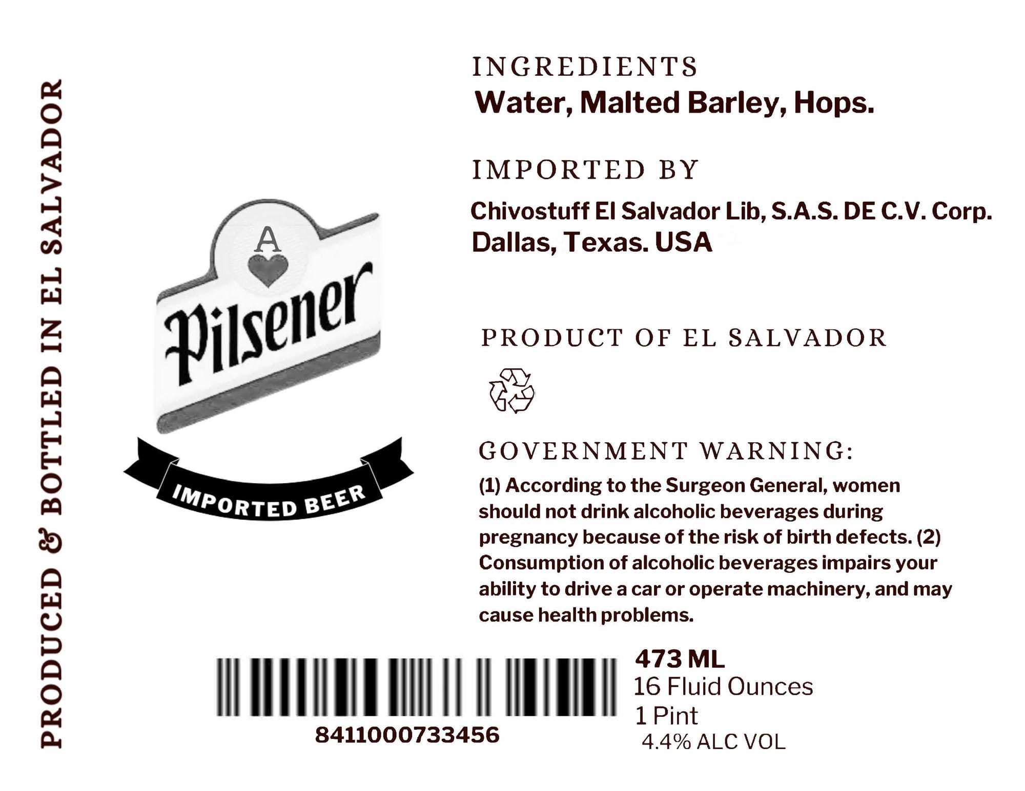 Pilsener by Chivostuff El Salvador - beer label