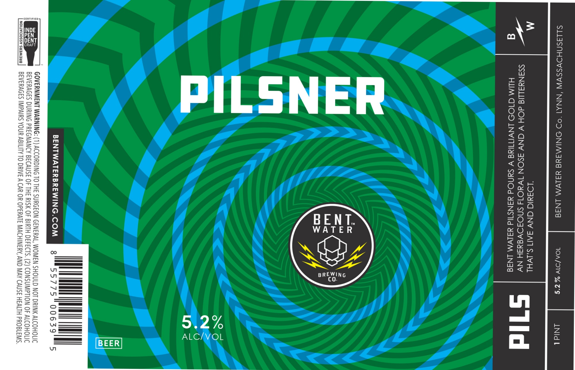 Pilsner by Bent Water Brewing Co. - beer label