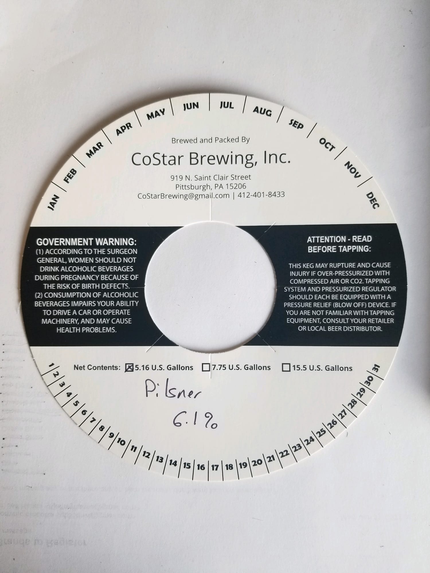 Pilsner by CoStar Brewing, Inc. - beer label