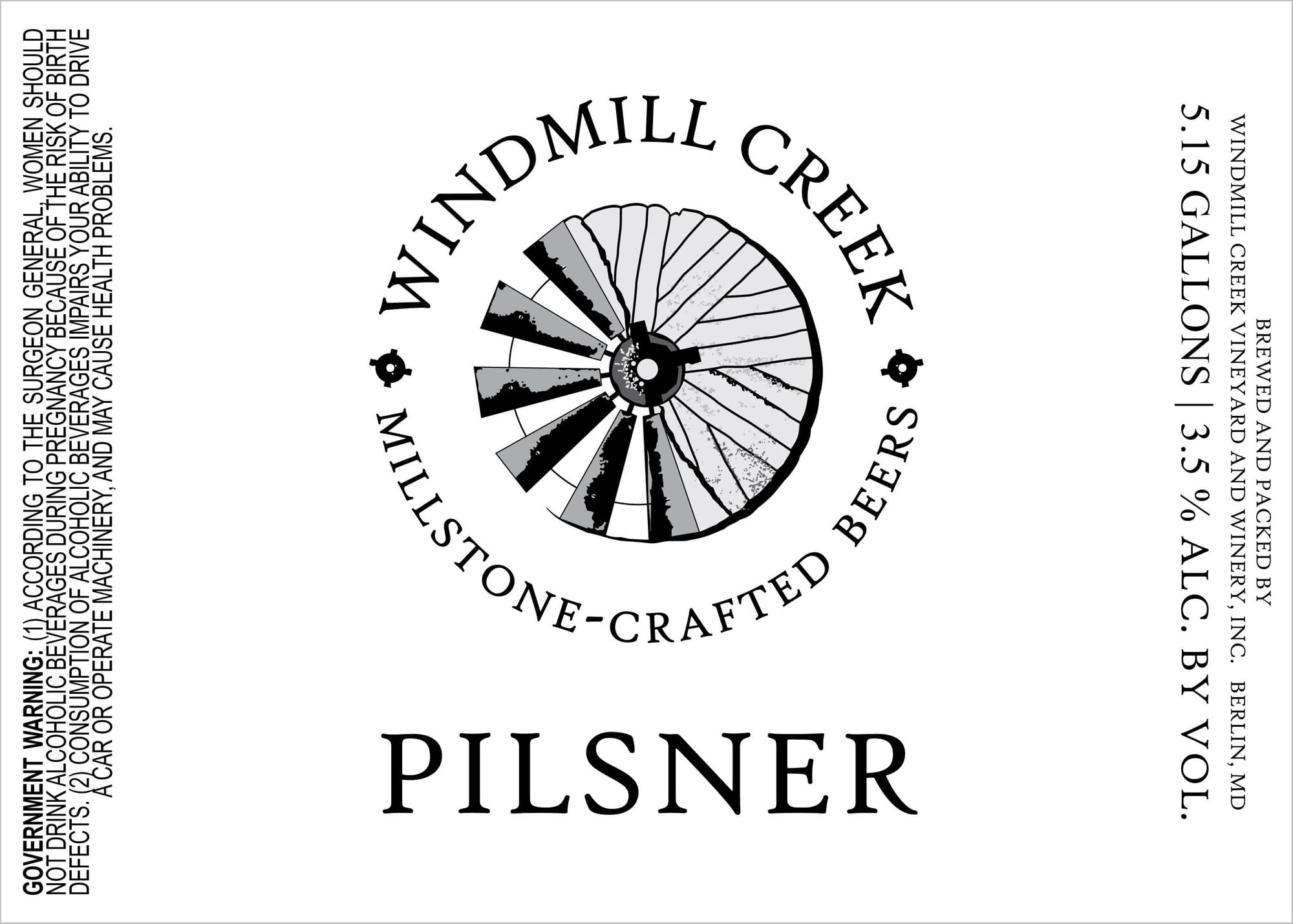 Pilsner by Windmill Creek Brewery and Winery, Inc. - beer label