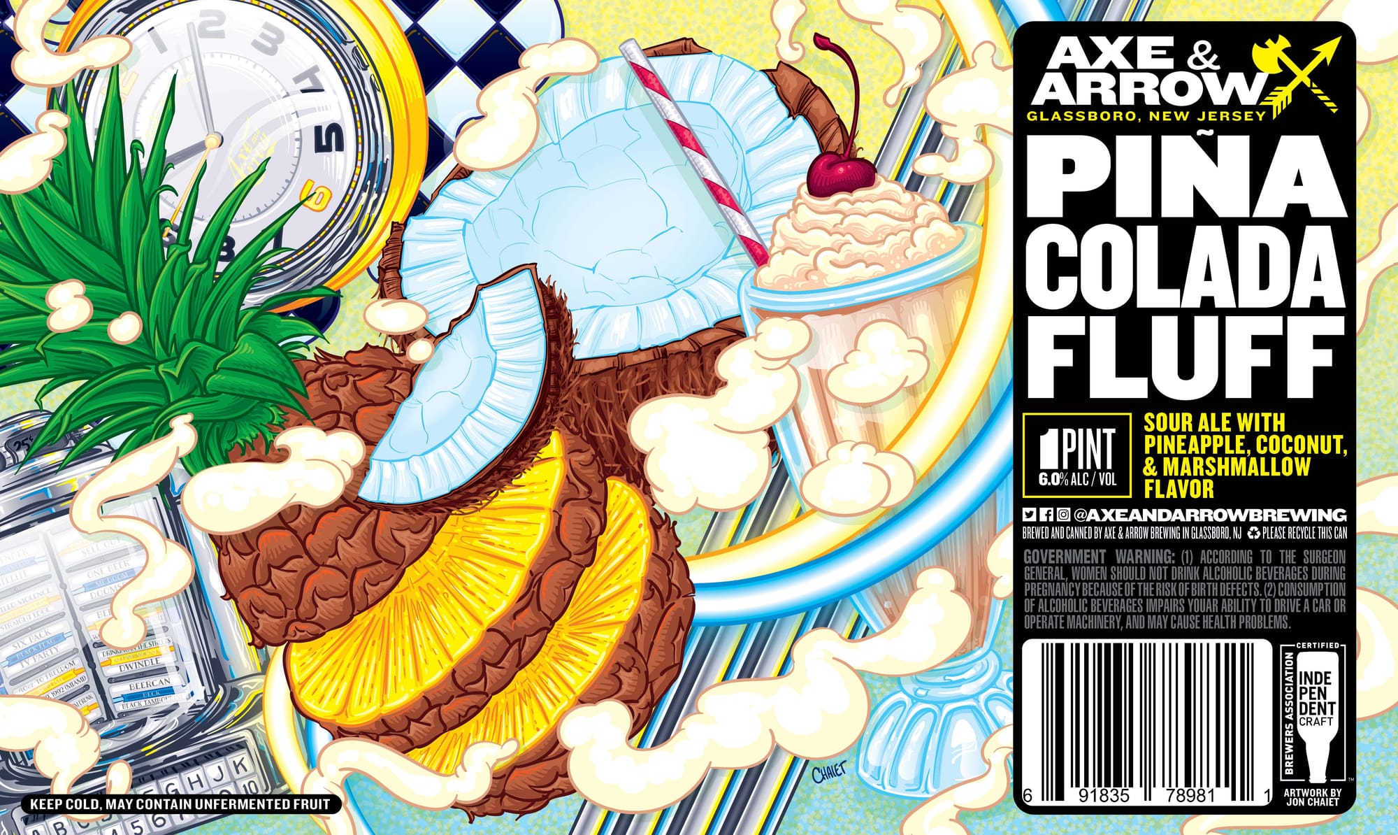 PINA Colada Fluff by Axe & Arrow Brewing - beer label