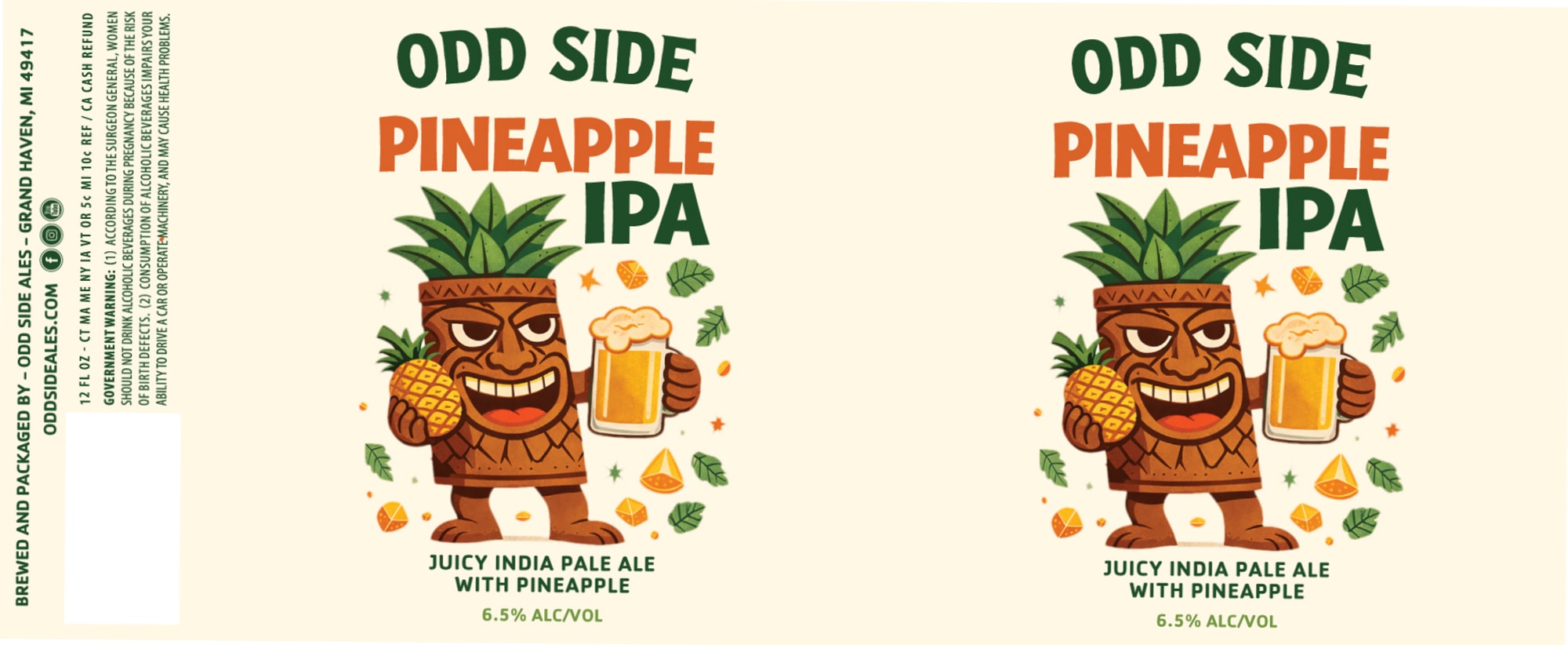 Pineapple IPA by Odd Side Brewing - beer label