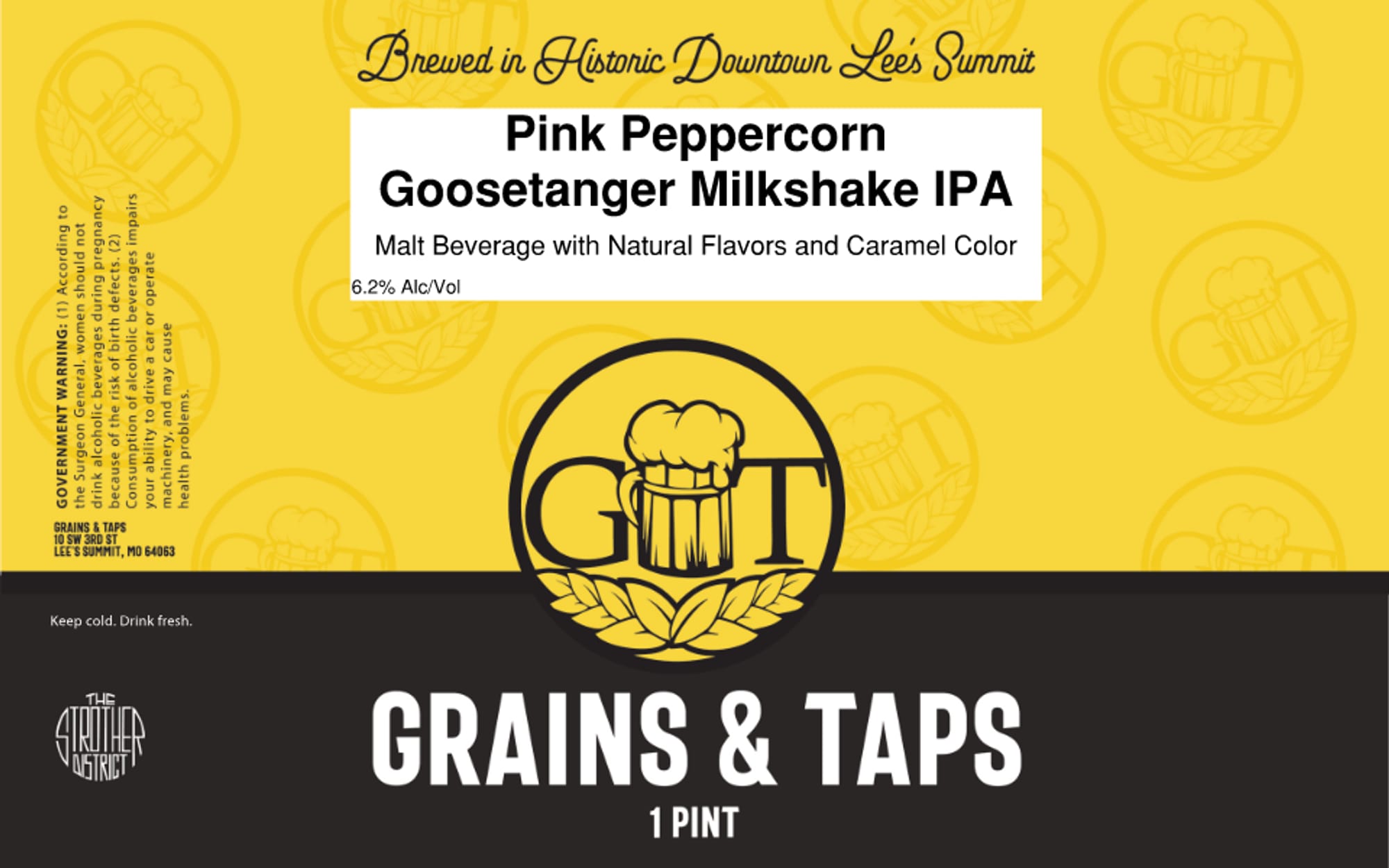 Pink Gooseatanger Milkshake IPA by Grains & Taps - beer label