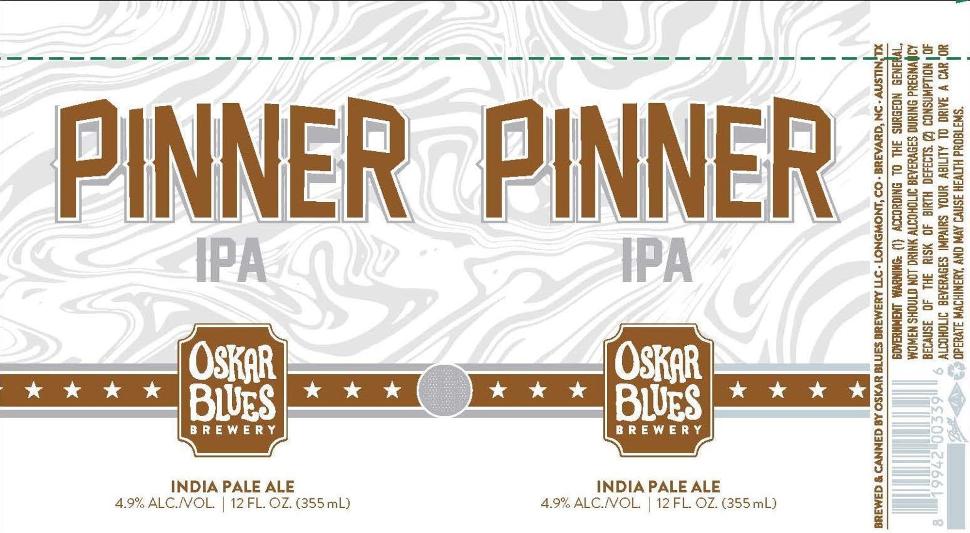 Pinner IPA by Oskar Blues Brewery - beer label