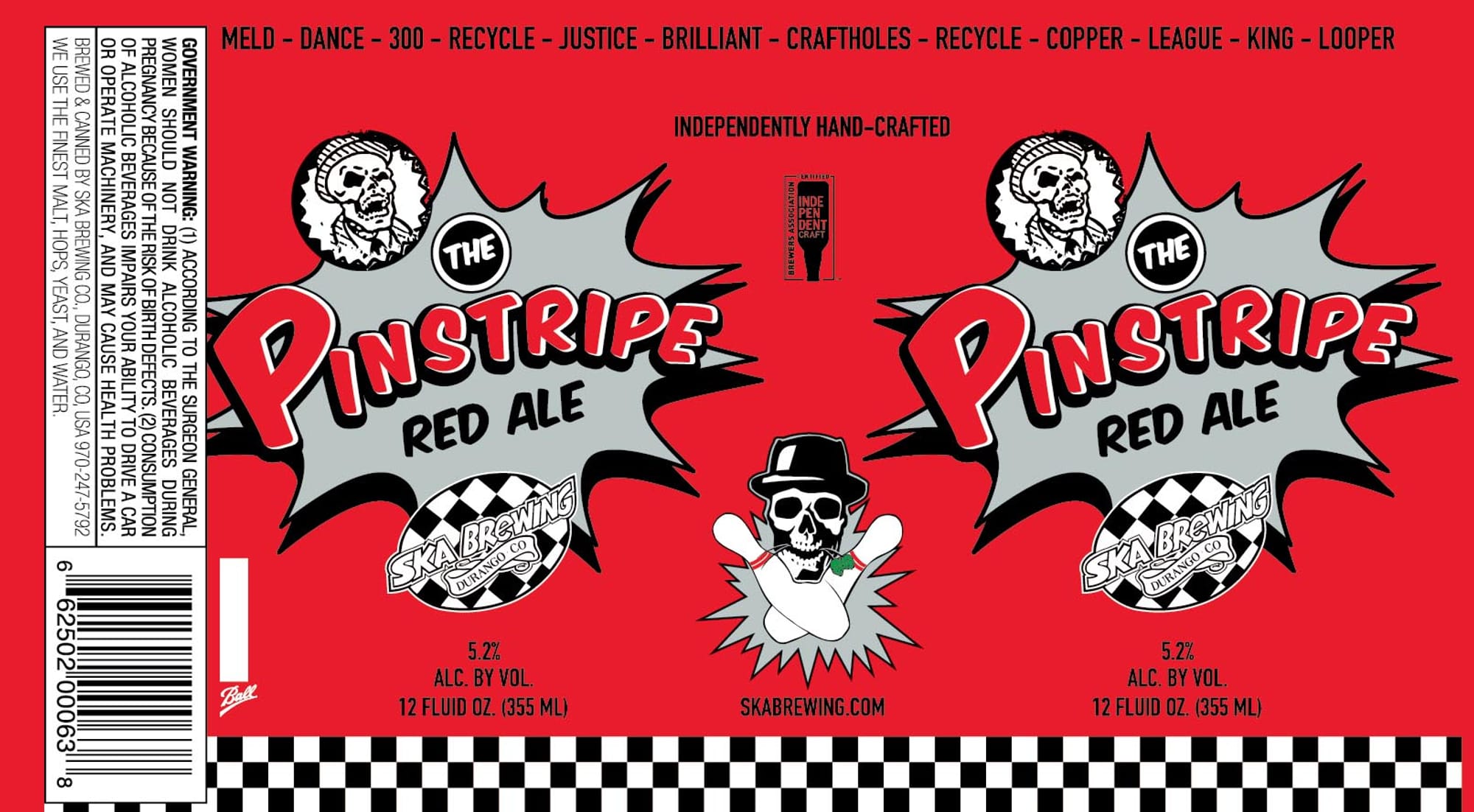 The Pinstripe Red Ale by Skabrewing Co. - beer label
