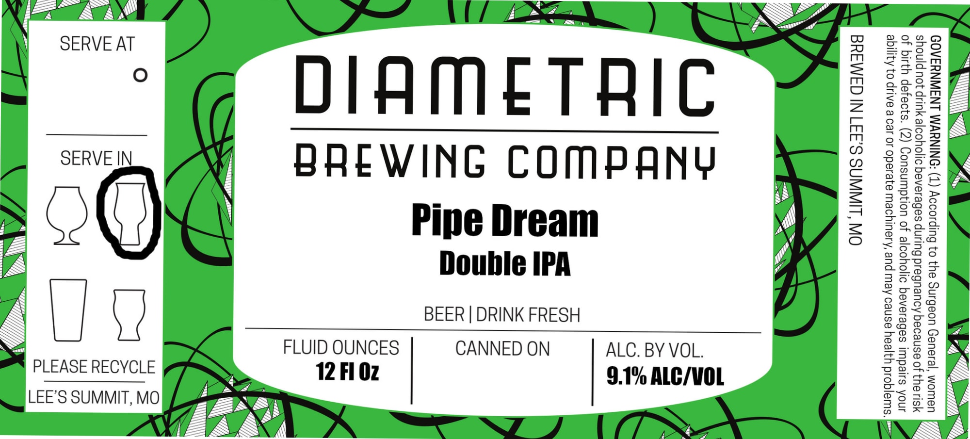 Pipe Dream by Diametric Brewing Company - beer label
