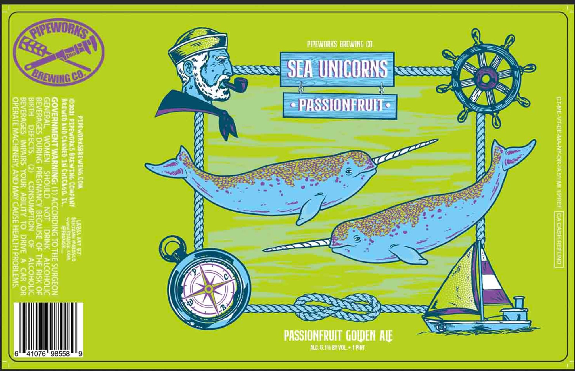 Sea Unicorns by Pipeworks Brewing Co. - beer label