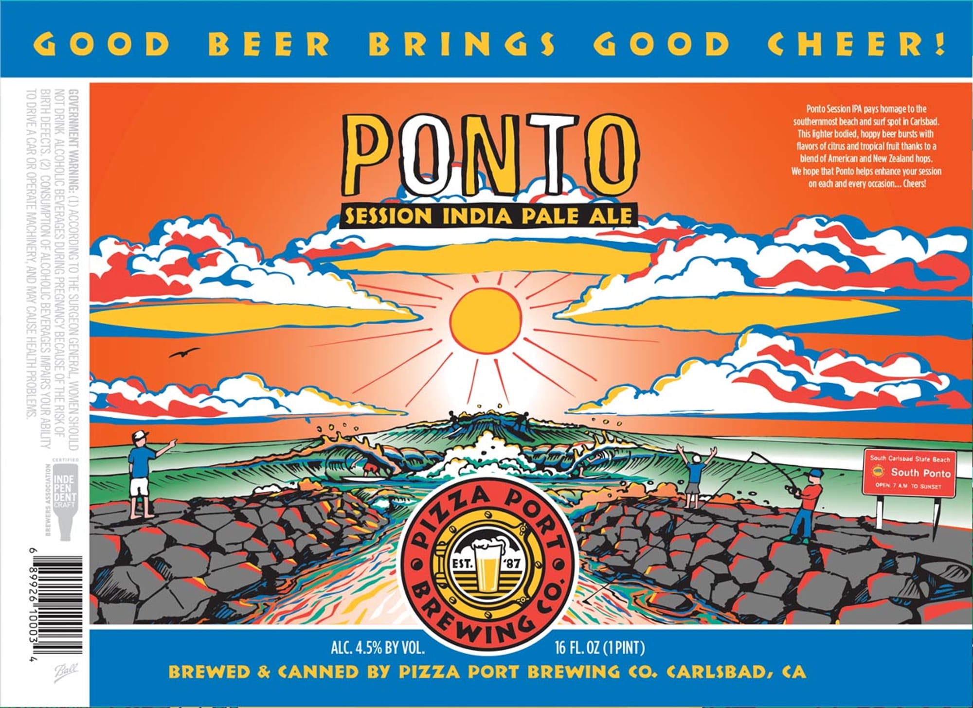Pontó Session India Pale Ale by Pizza Port Brewing Co. - beer label