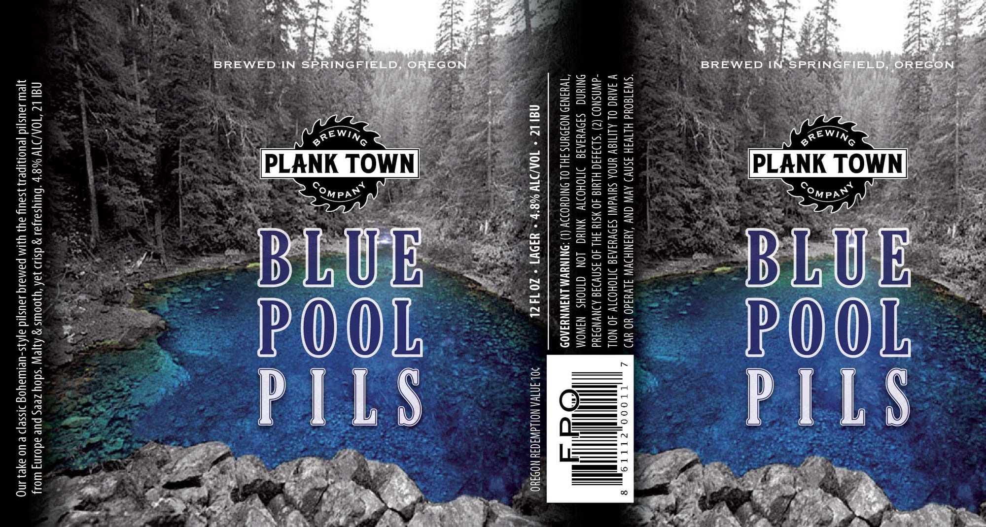 Blue Pool Pils by Plank Town Brewing Company - beer label