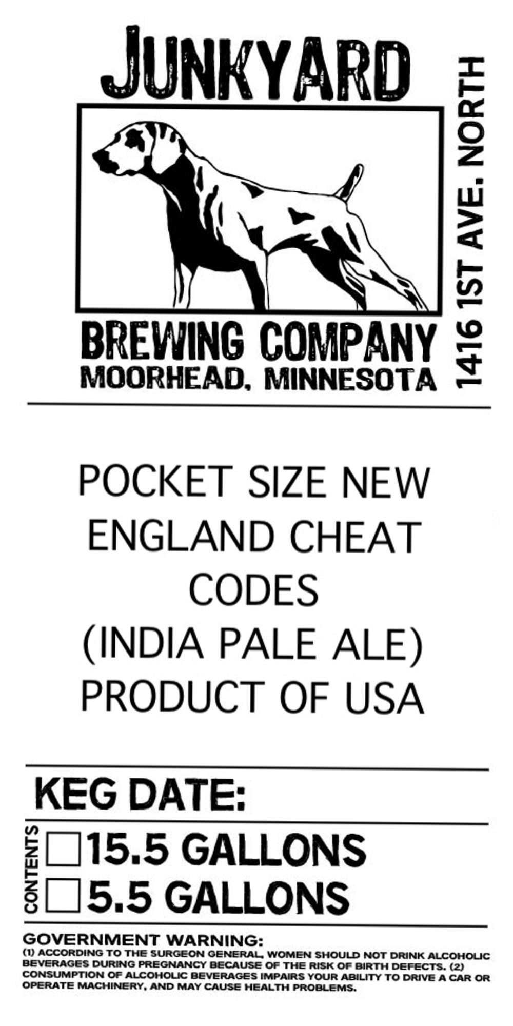 Pocket Size New England Cheat by Junkyard Brewing Company - beer label