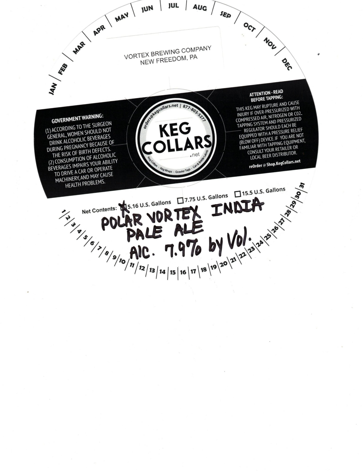 Polar Vortex India Pale Ale by Vortex Brewing Company - beer label