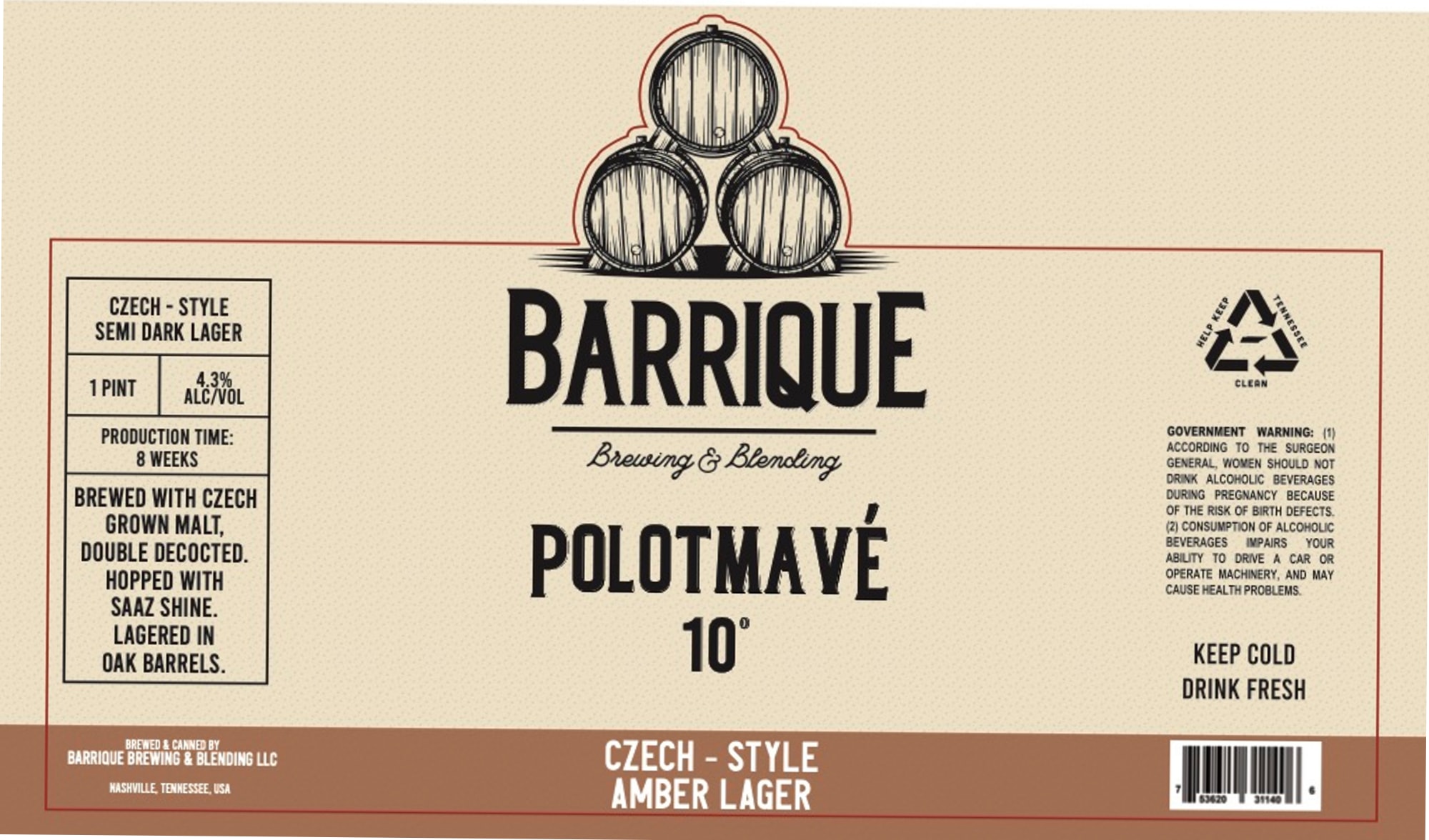 Polotmavé 10° by Barrique Brewing & Blending - beer label
